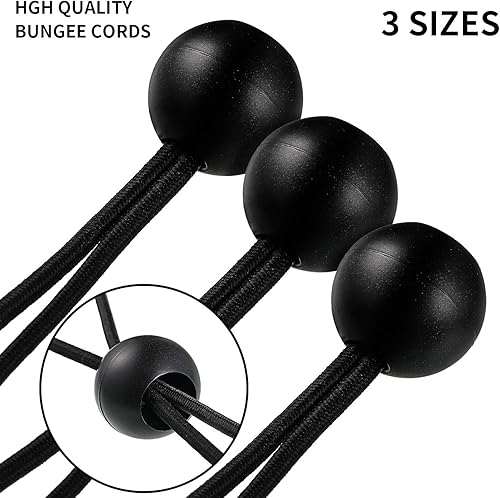 Miniatura 7 de Cuerdas elásticas de bola de 4 pulgadas, 6 pulgadas y 9 pulgadas, 30 correas de amarre, correas elásticas negras para asegurar artículos del hogar,
