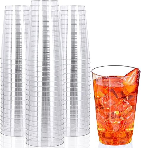 I00000 200 vasos de plástico transparente  Vasos de plástico desechables resistentes de 9 onzas para cóctel y beber, vasos desechables transparentes