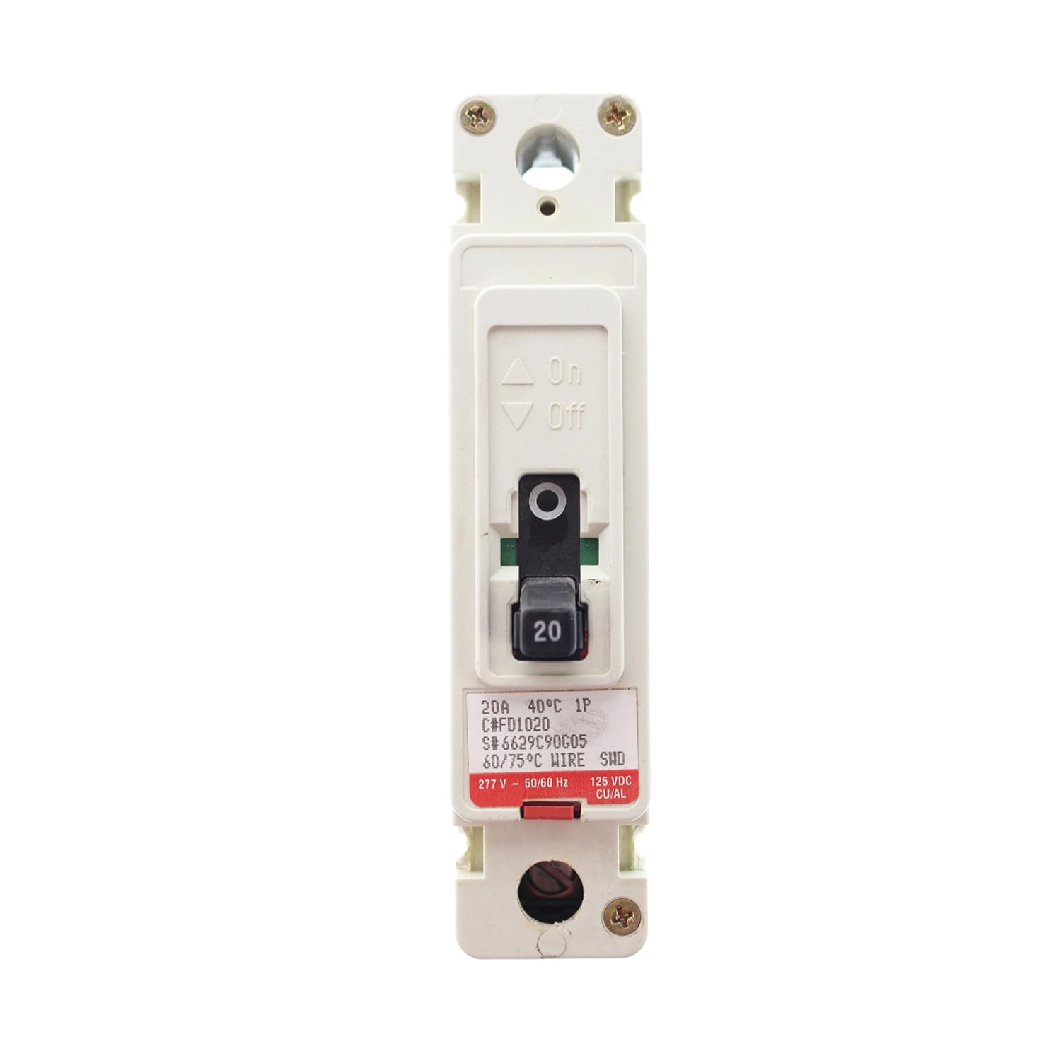 Eaton FD1020 Circuit Breaker,20A,1P,347VAC,FD
