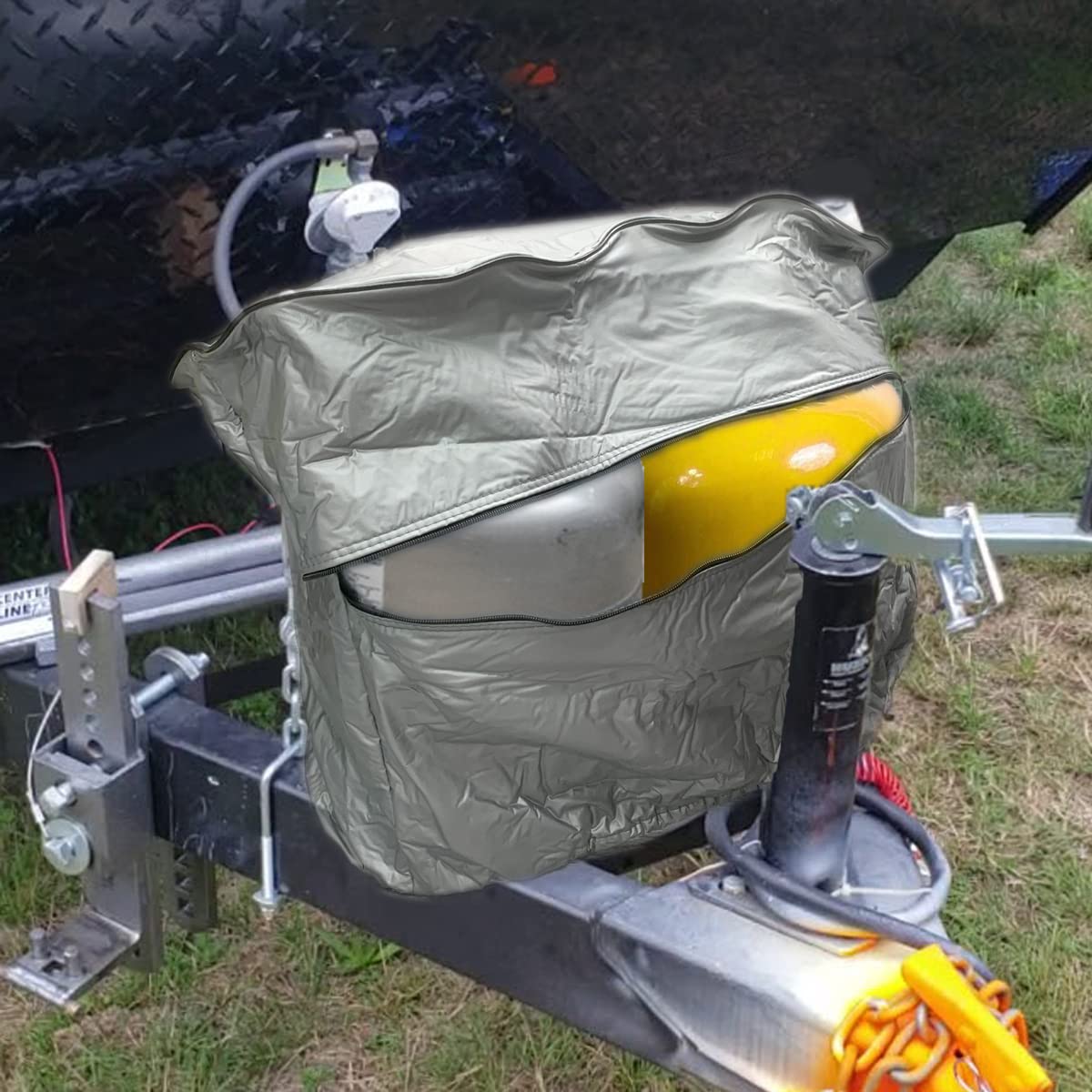 RV Double 30lb Propane Tank Cover - Waterproof Vinyl Heavy Duty Cylinder Gas Bottle Protector for Outdoor Stove Camping Parts