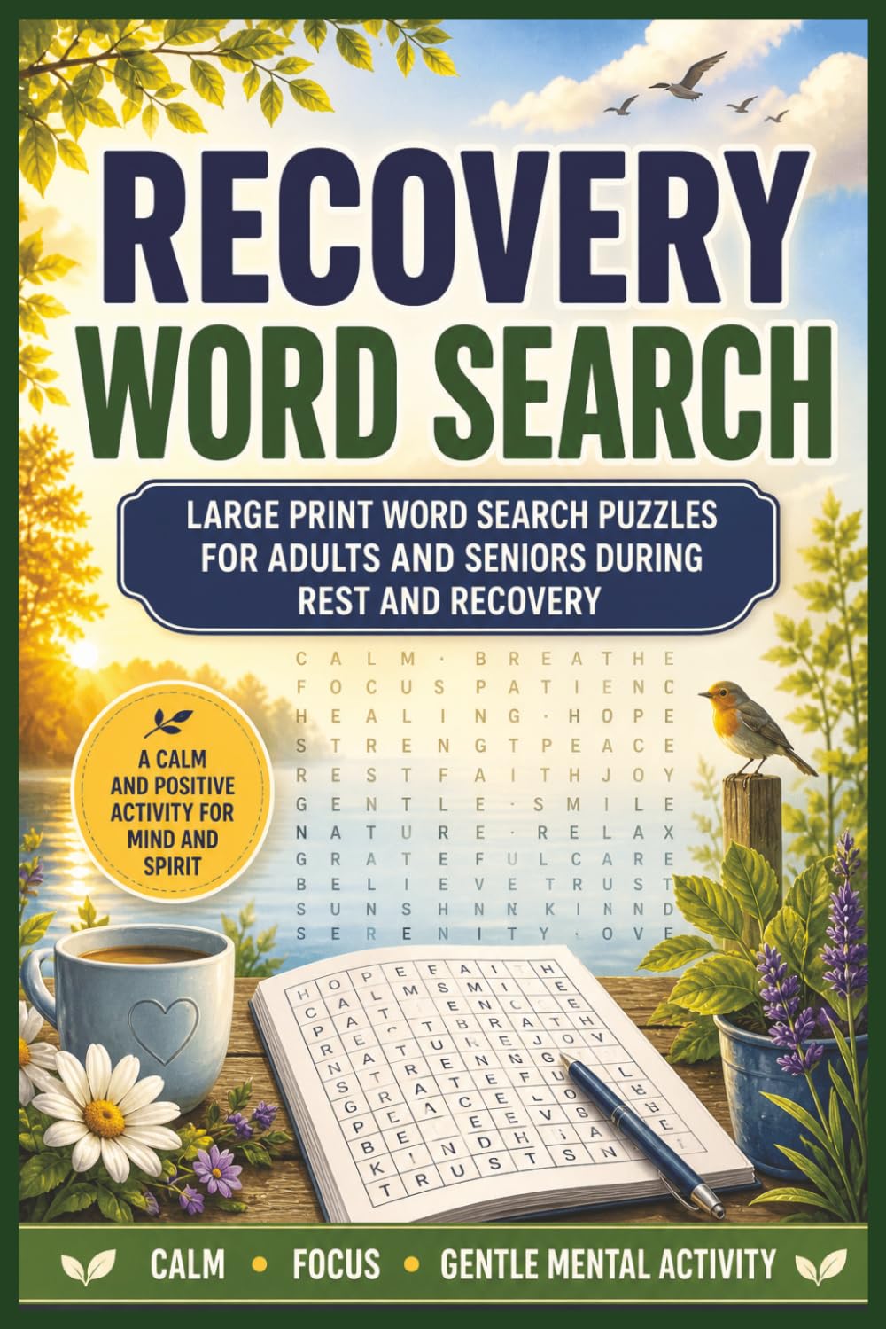 RECOVERY WORD SEARCH: Large Print Word Search Puzzles for Adults and Seniors During Recovery and Rest. Calm, Relaxing and Focus