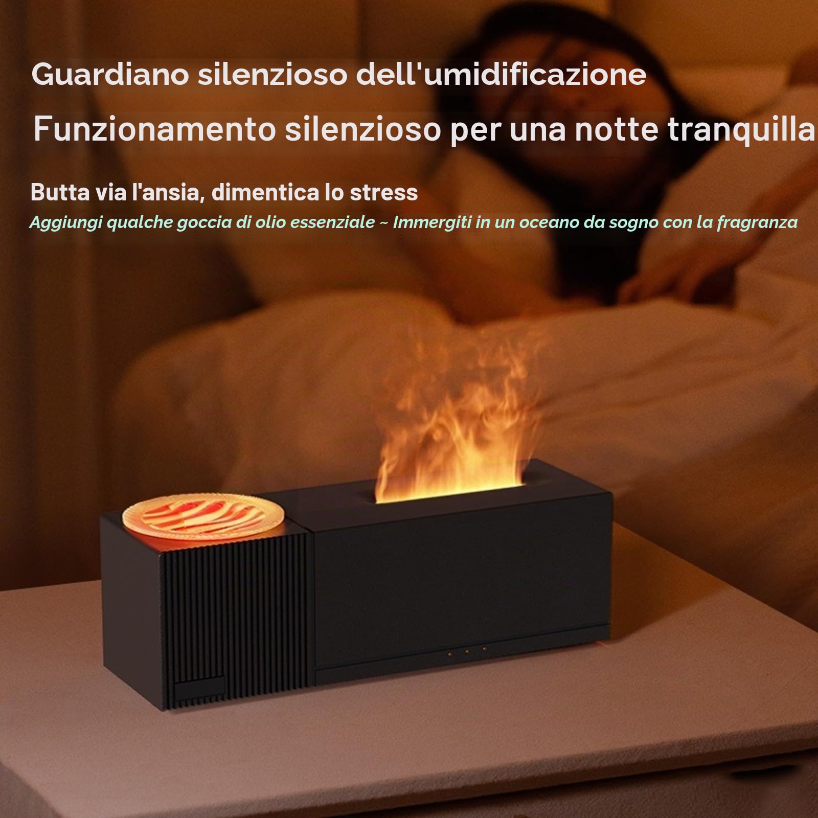 Diffusore di aromi a fiamma con proiezione del cielo stellato, diffusore di oli essenziali, umidificatore da 150 ml con telecomando, timer, spegnimento automatico senza acqua, per casa, ufficio