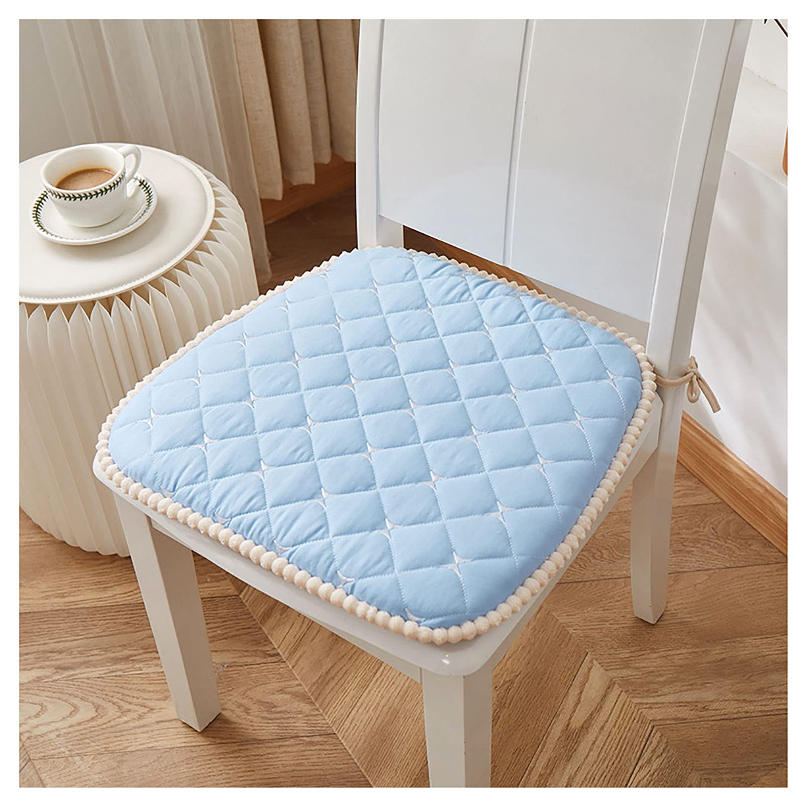 Coussin de chaise de salle à manger bleu ciel avec attaches pour assise de jardin
