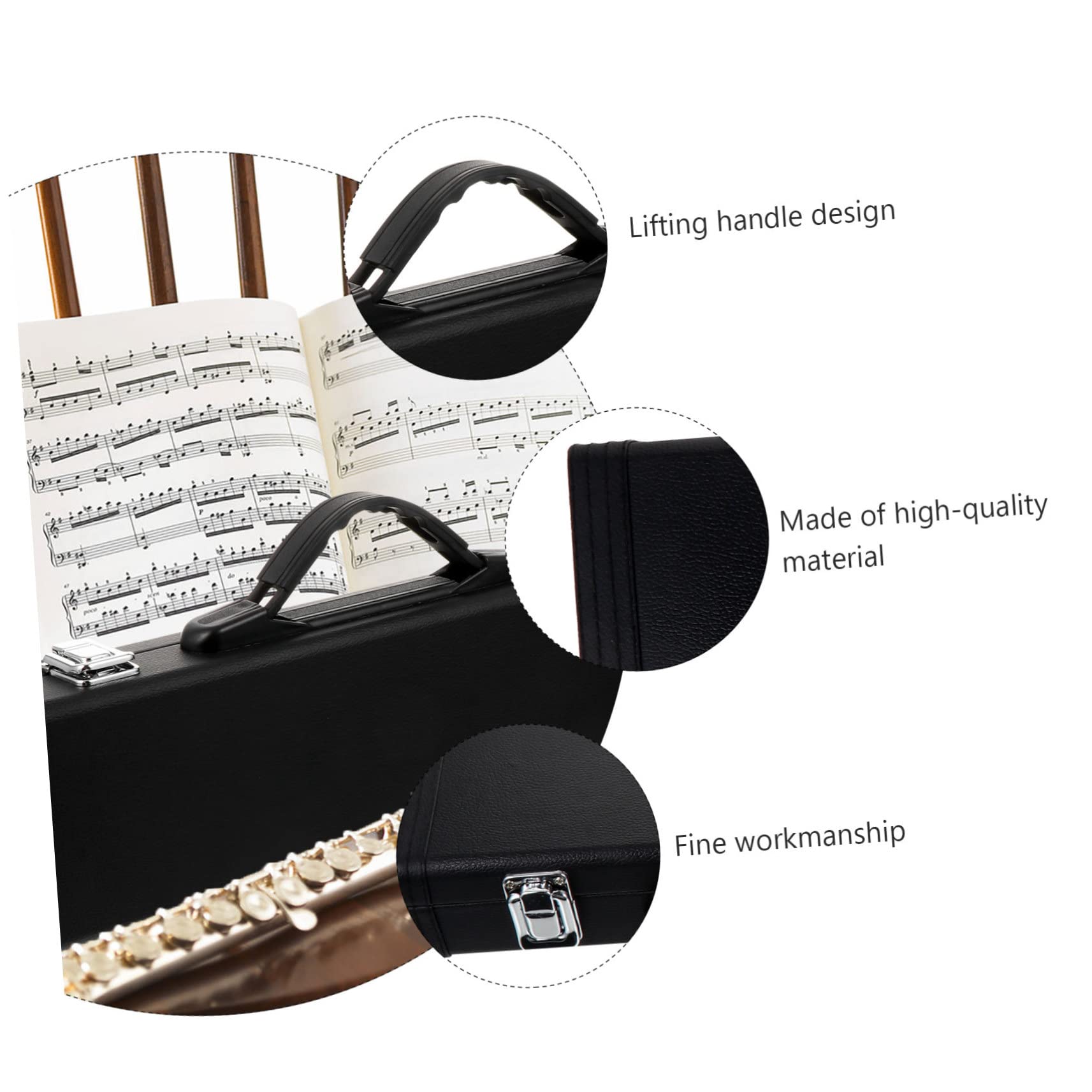 Toddmomy Estuche para Flauta Resistente de Cuero Pu Negro Hebilla, Caja Portátil para Transportar y Guardar Flautas, Accesorio Adecuado para Músicos y Almacenamiento Seguro