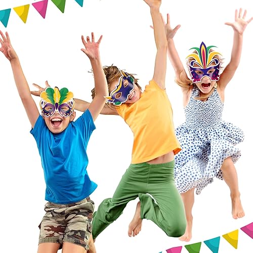 Vista 4 de Silipull 72 máscaras de papel de Mardi Gras, máscaras a granel para mujeres, hombres y niños, disfraces novedosos de Mardi Gras, máscara de carnaval
