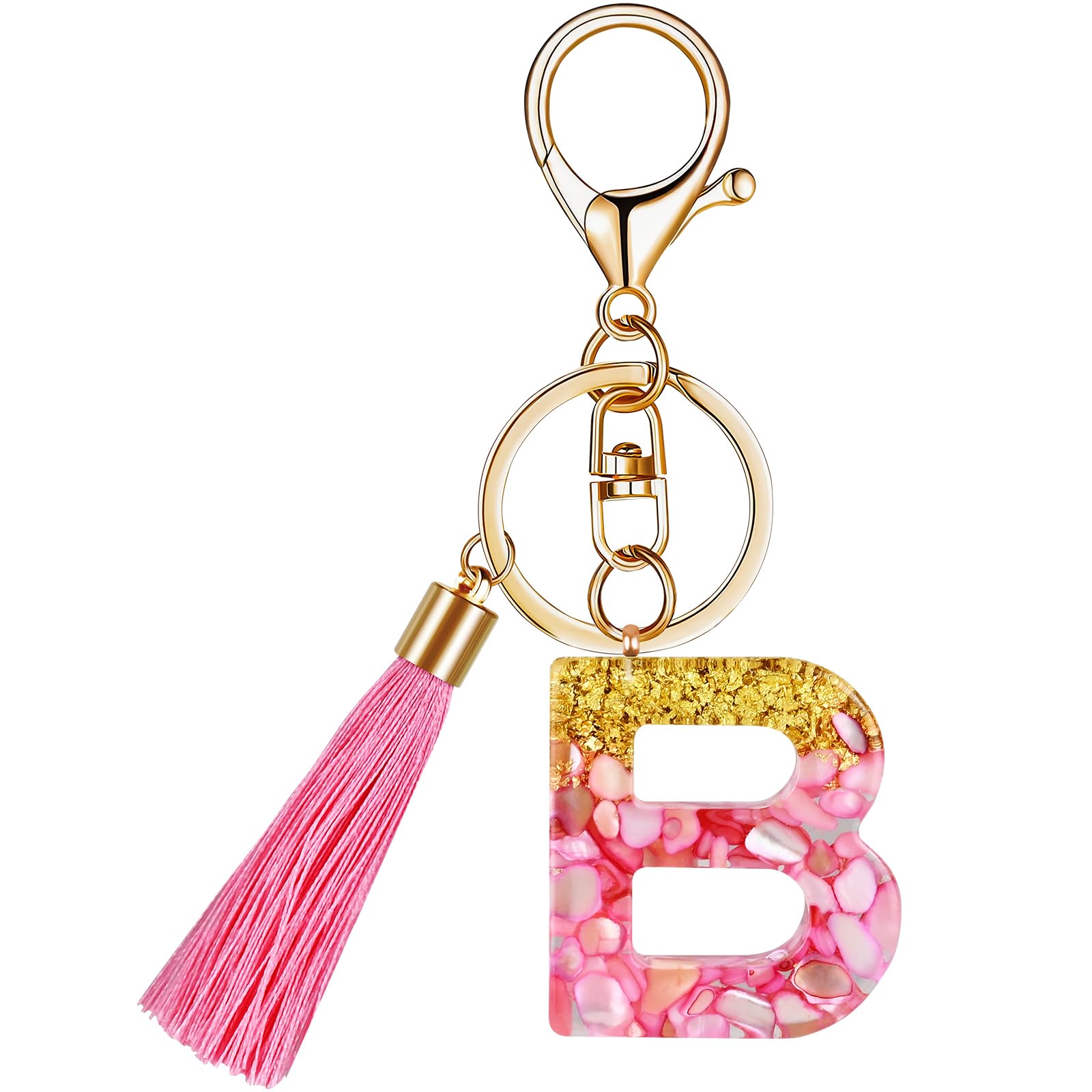 Alphabet Initial Letter Keychain for Women gift To Little Girls Tassel Pendant Key Ring for Backpack