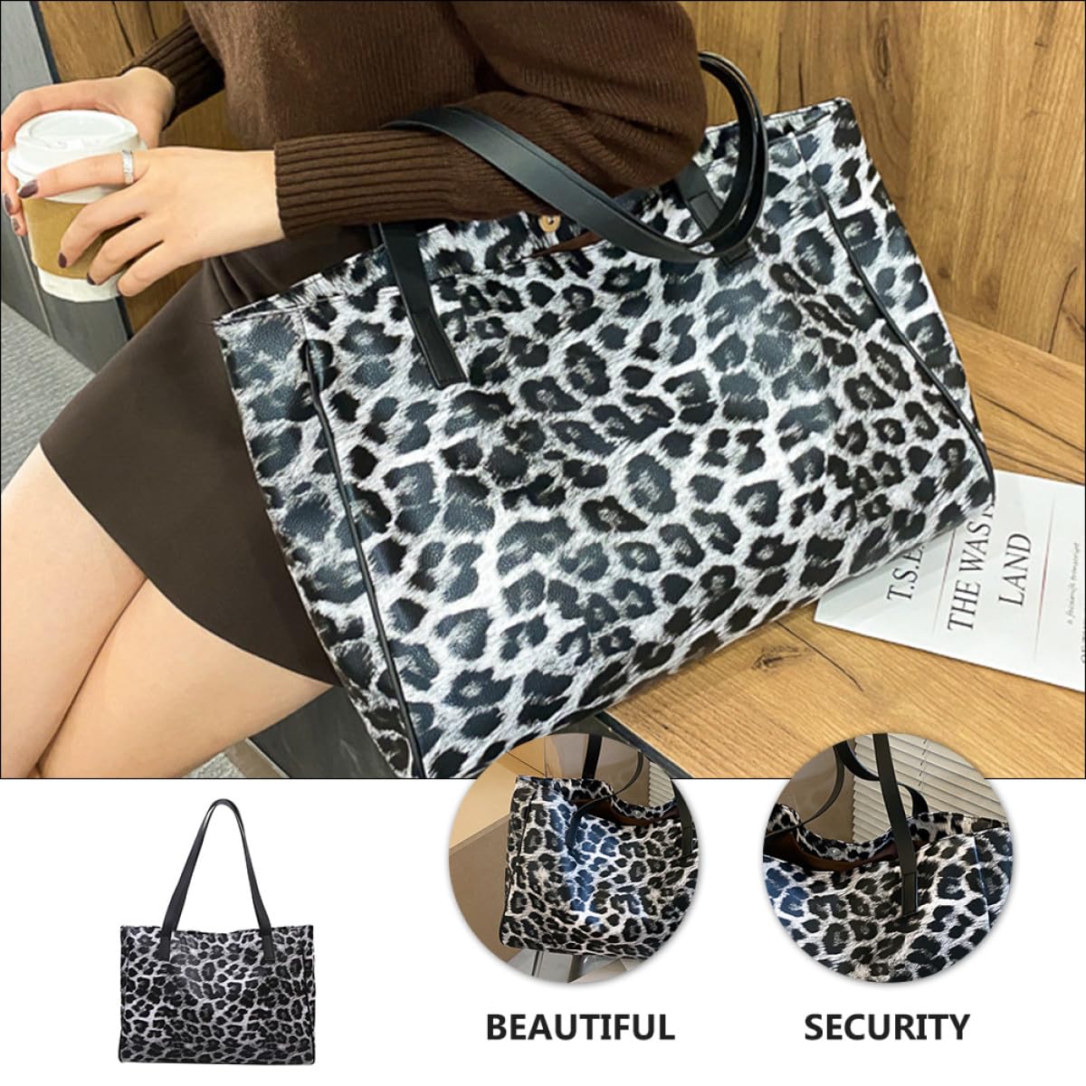 Gatuida Bolso de Hombro Diseño Único y Moderno Estampado de Leopardo para Mujer Gran Capacidad Reutilizable de Pu Adecuado para Uso Casual y Compras