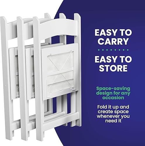 Miniatura 7 de SIMPLEX 8 sillas plegables de resina blanca, cómoda silla plegable blanca, sillas apilables con asientos acolchados, sillas plegables para