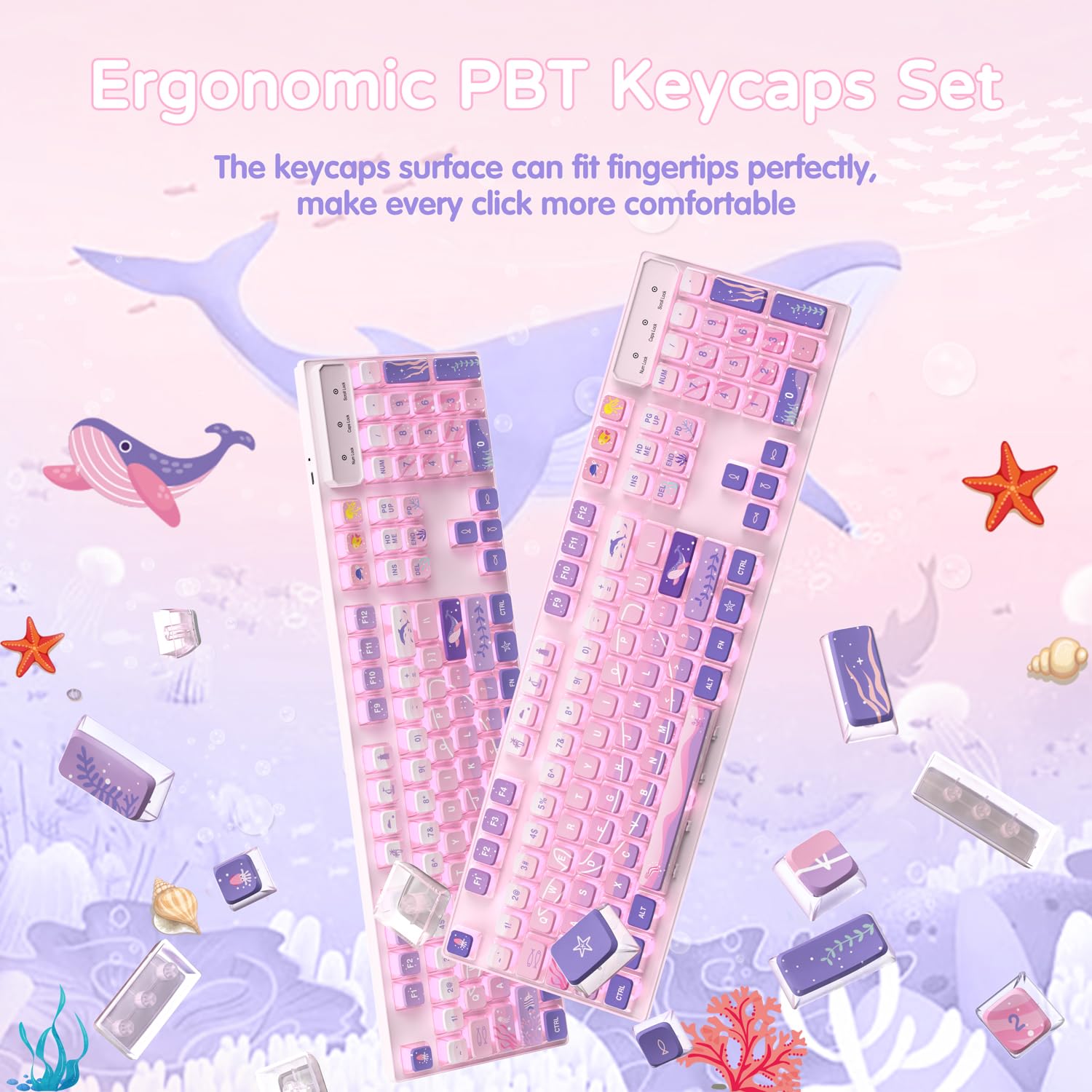 MAMBASNAKE 120 Tuşlu PBT Puding Keycaps Seti,ASA Profili,PBT Dye