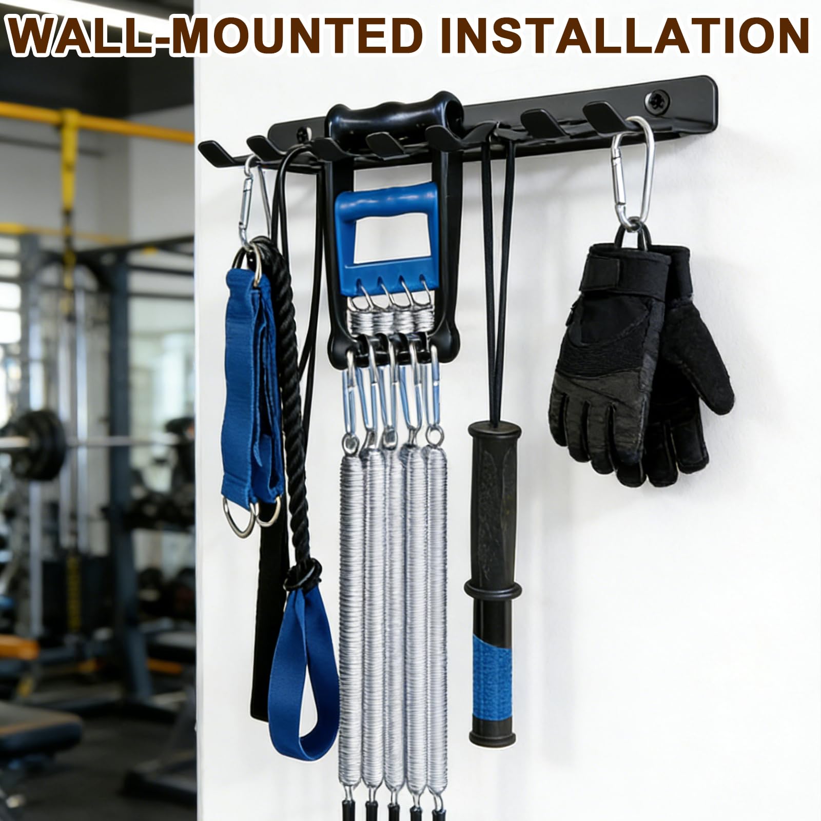 Langhantel Halterung,Hantelscheibenständer,Multifunktionales Schwarzes Fitness-Aufbewahrungsregal für Widerstandsbänder, Yogagurte und Springseile (Tragkraft: 2–3 Kg)