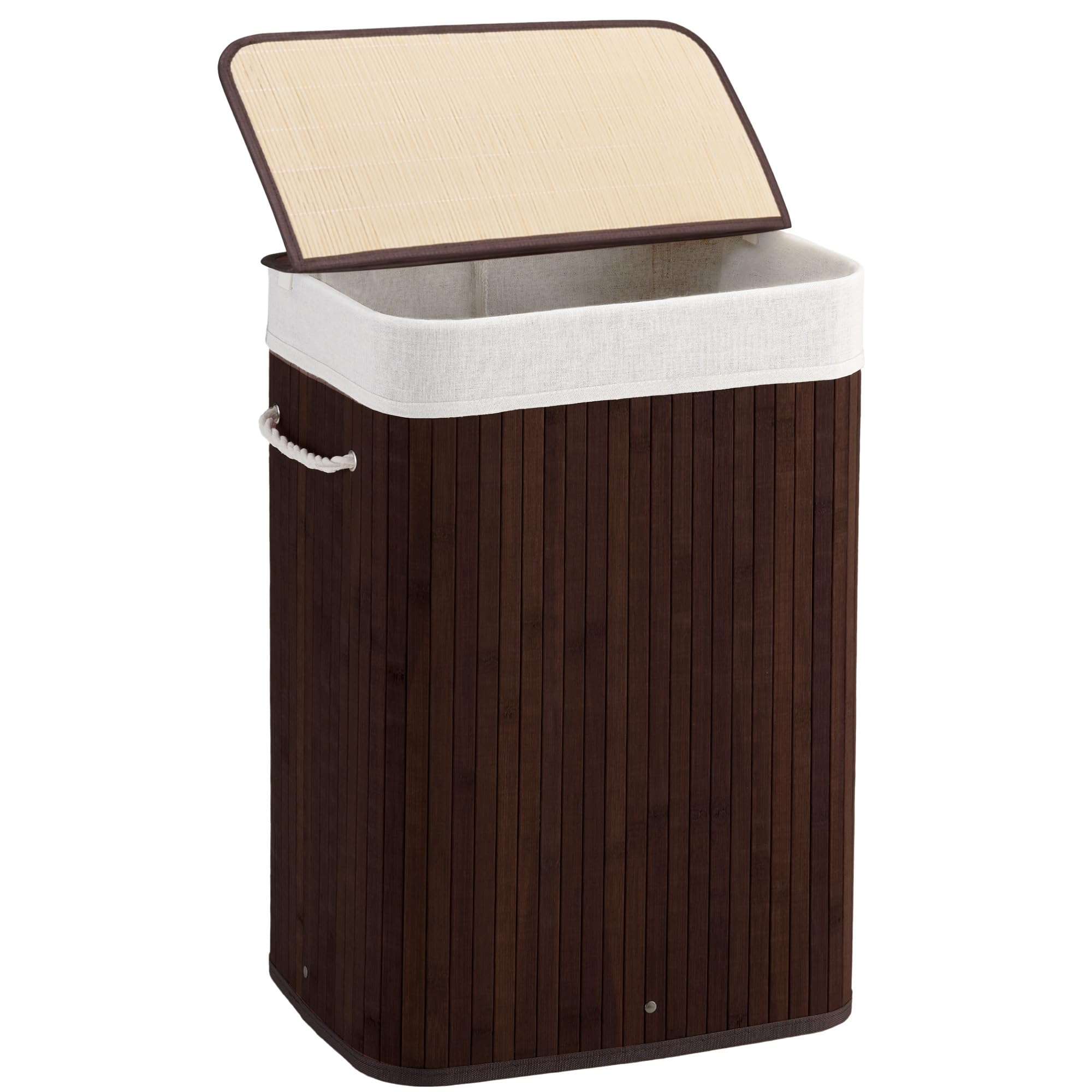 Aliphon 72L Slim Laundry Hamper with Lid, Foldable Bamboo Clothes Laundry Basket
