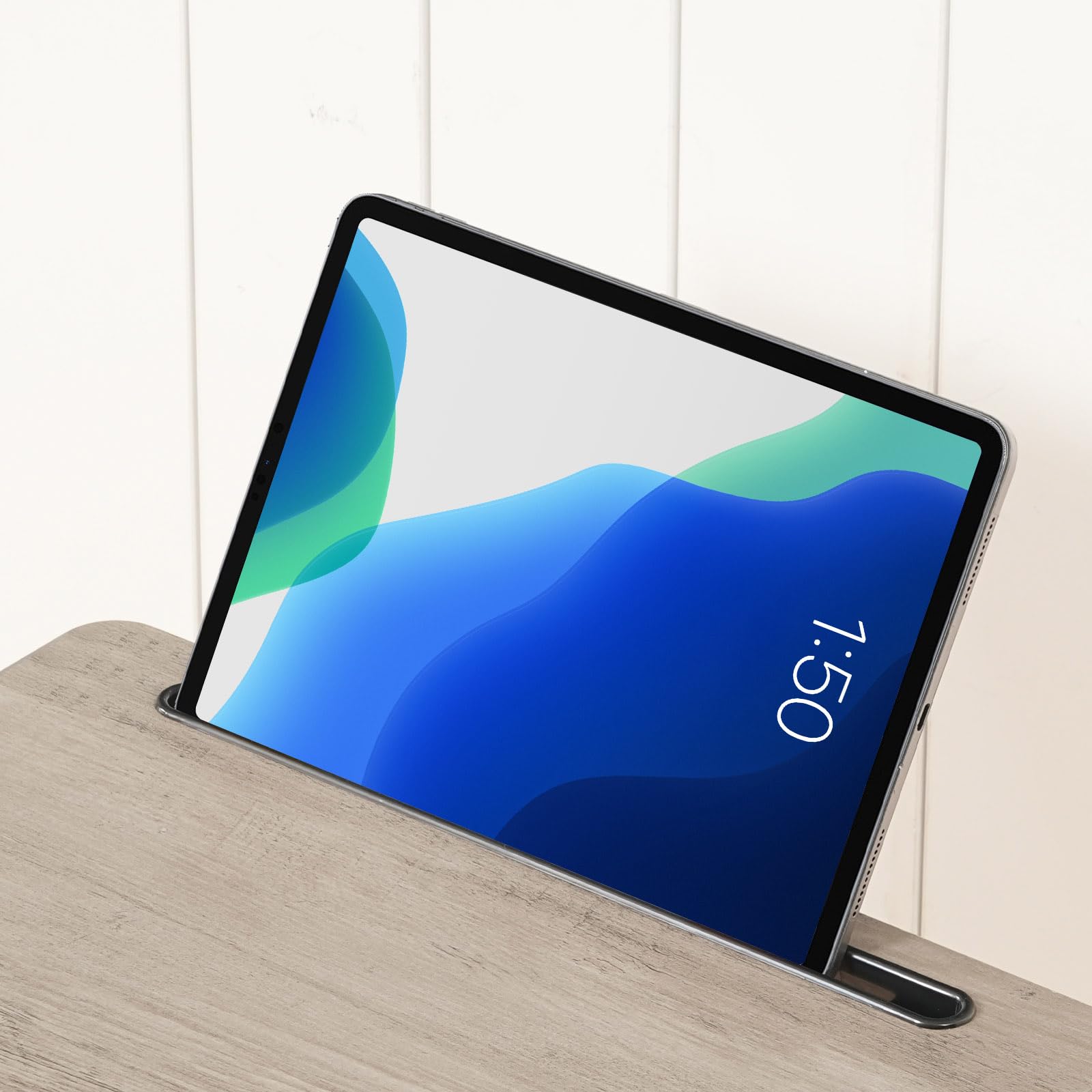HOOBRO Tavolino a Forma di C Regolabile in Altezza, Tavolino Divano Rotazione 360°, con Portabicchieri Rimovibile e Slot per Tablet, Grigio Invecchiato e Nero EBG34SF01