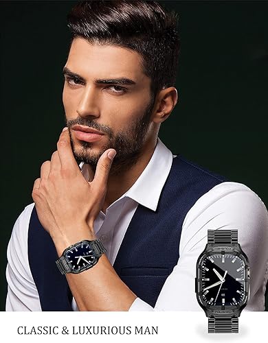 Miniatura 3 de San Jeirie Funda y correa de acero inoxidable compatible con Apple Watch UltraUltra 2 Band de 1.929 in, funda resistente para Apple Watch Ultra 12