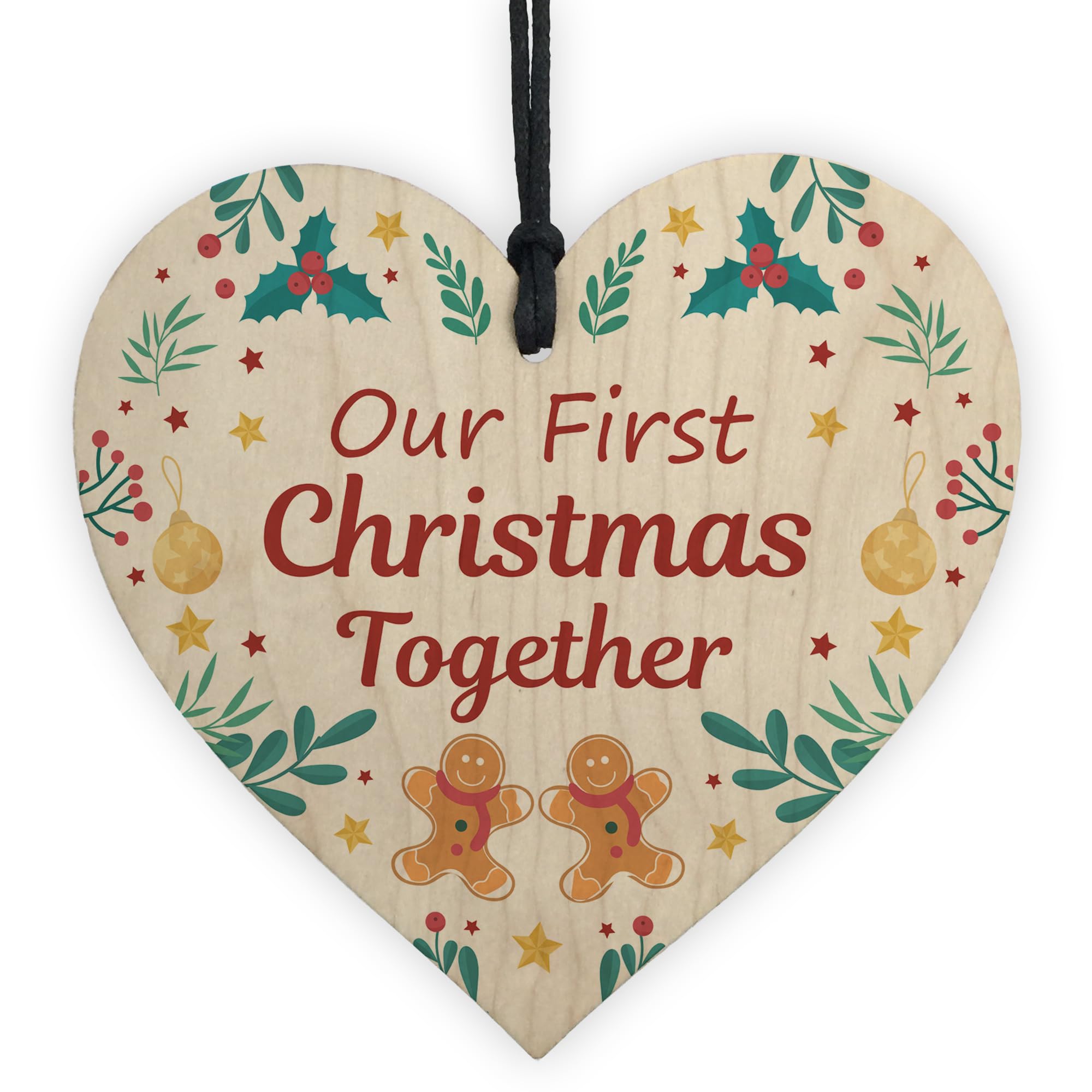 Red Ocean Our First Christmas Together Bauble, Novelty For Couple Tree Decoration, Christmas Bauble for Boyfriend Girlfriend Couple, Him Her, Wood Tree Decoration Keepsake