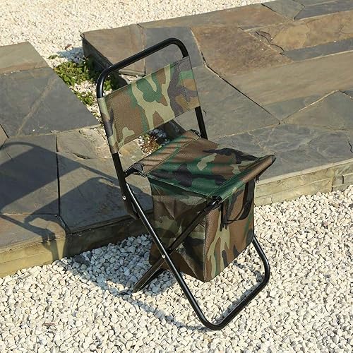 Miniatura 5 de UNISTRENGH Silla de camping plegable con bolsa enfriadora, taburete compacto para pesca, camping, senderismo, viajes, barbacoa (camuflaje militar)
