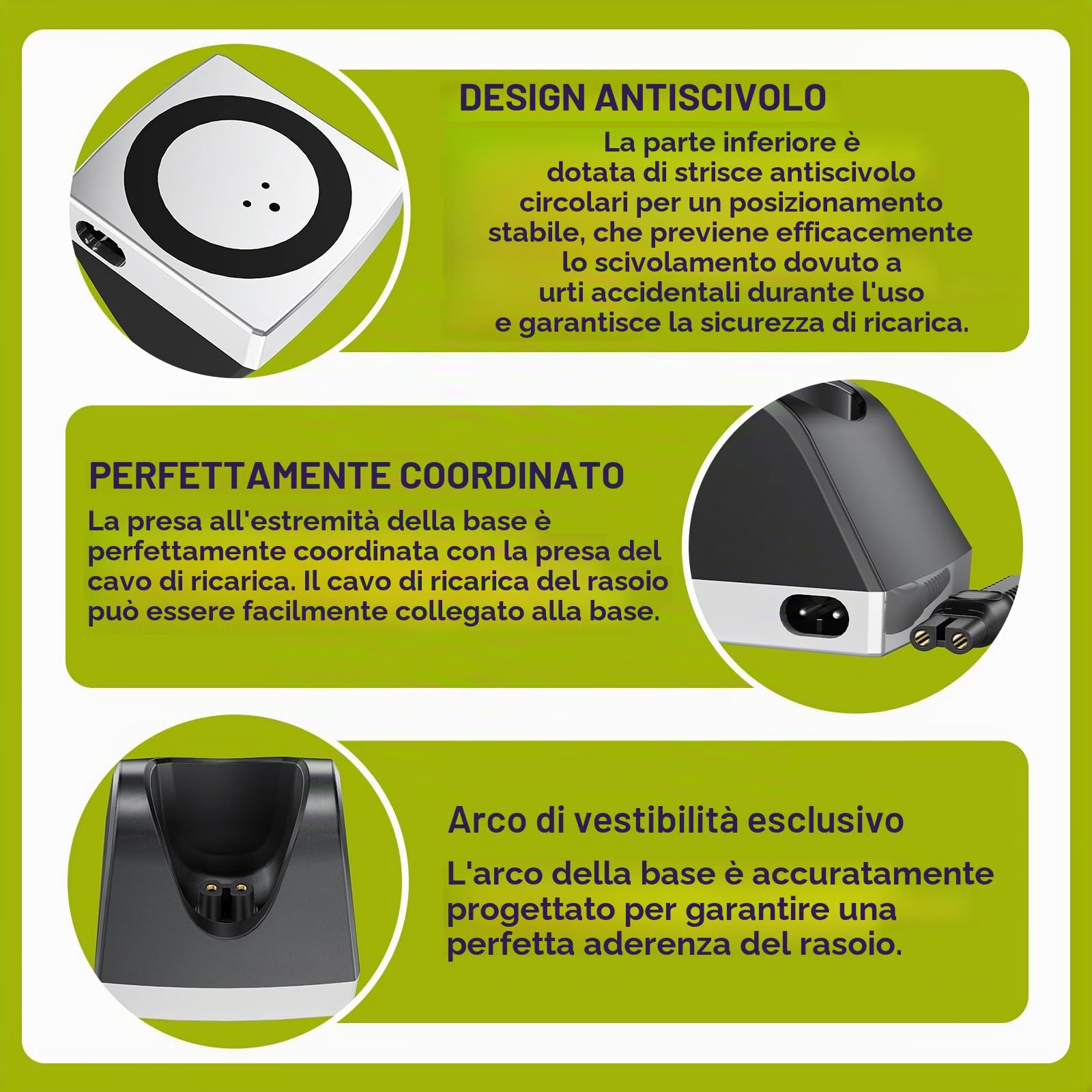 Per Oneblade QP2724 QP2834 QP2824 Stazione di ricarica – Cavo di ricarica 5 V compatibile con Philips Norelco Oneblade rasoio elettrico – Alimentatore di rete