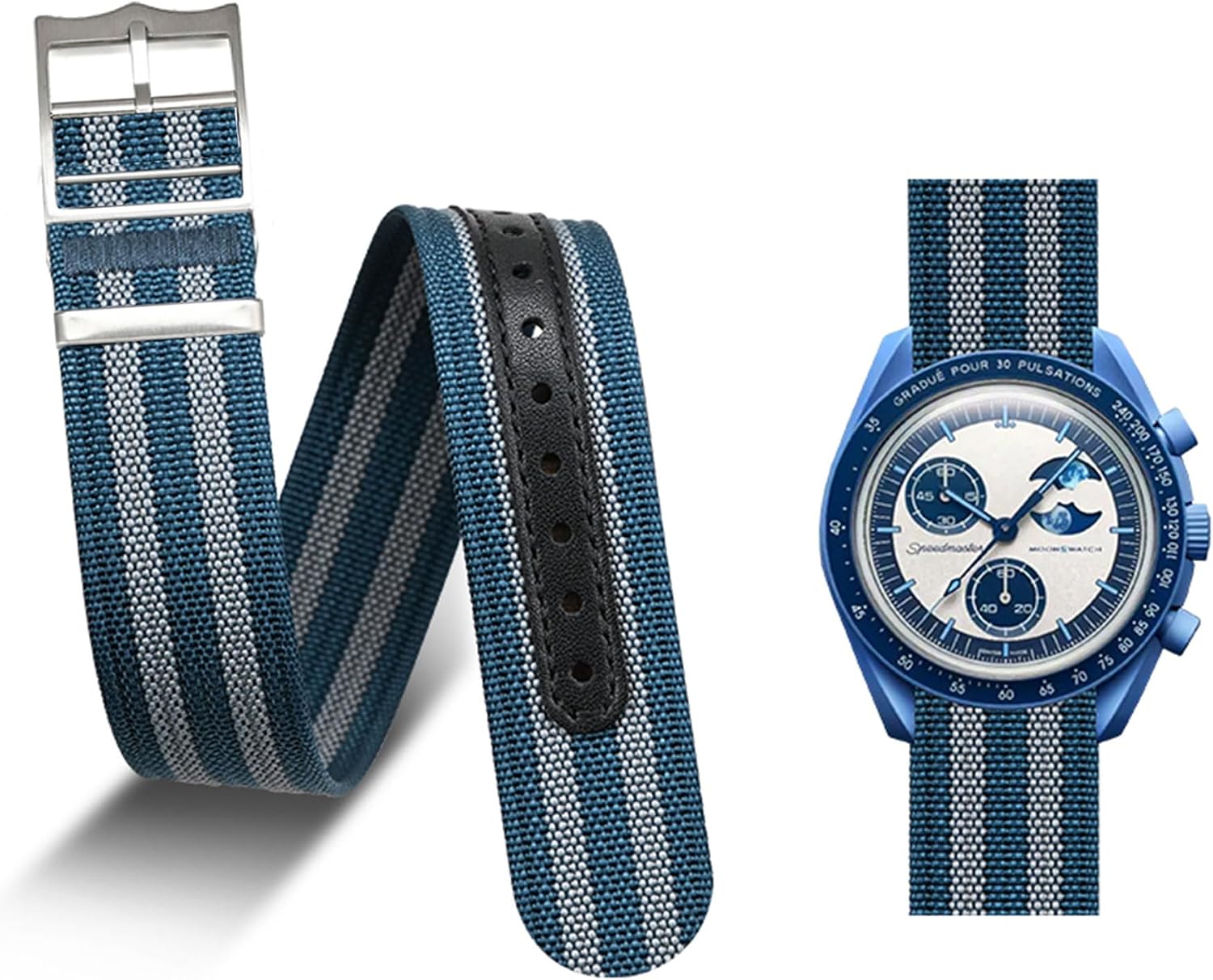 Bands for Moonswatch Watch，Nylon Watch Strap Compatible with Omega X Swatch Moonswatch Speedmaster 20mm Watch Band Replacement Men Women