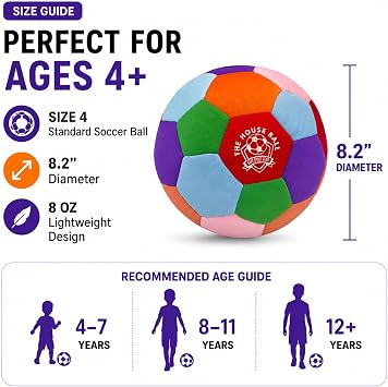 The House Ball - The Original Soft and Safe Indoor Soccer Ball Size 4 - Created for Inside Your Home and Yard - No Scuffs On Walls - Realistic Feel and Weight with a Shock Absorbing Exterior