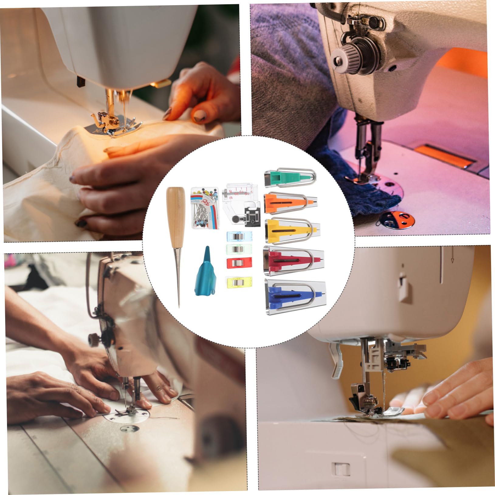 HOMSFOU Kit Set per Bordatura Tessuti, Multiuso, Cucito e Trapuntatura