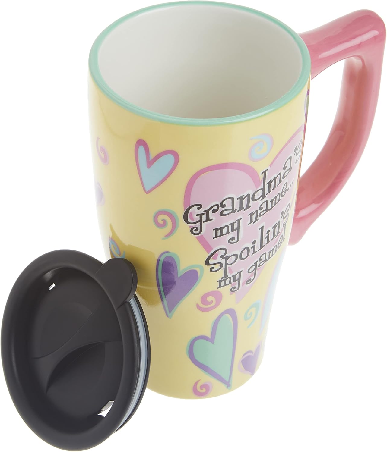 Spoontiques - Ceramic Travel Mugs - Grandma Cup - Hot or Cold Beverages - Gift for Coffee Lovers
