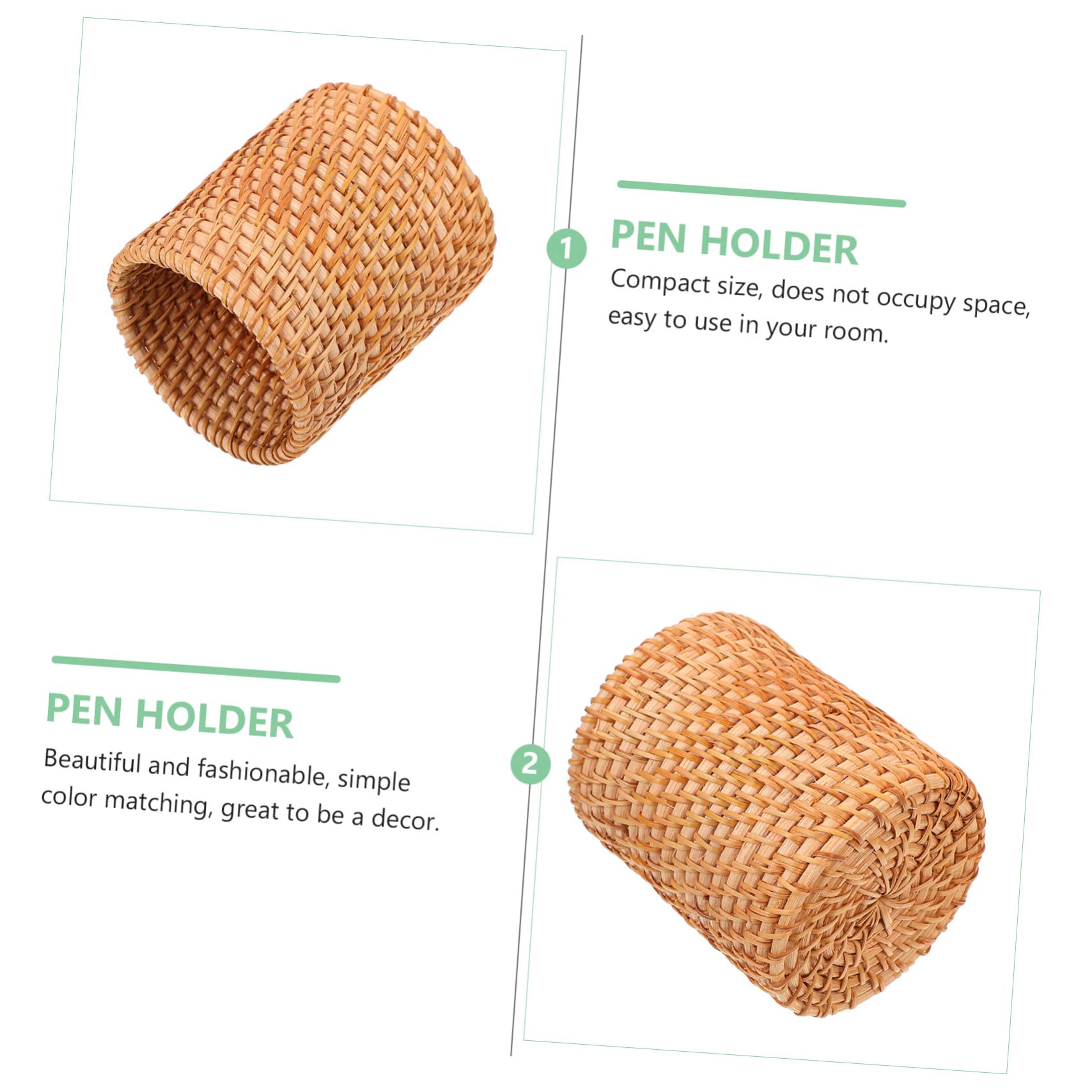 SEWACC 3piezas Cesta De Almacenamiento Tejida Mano Para Escritorio Portalápices Versátil y Organizador De Accesorios De Papelería Diseño Natural y Funcional Para Oficina y Hogar