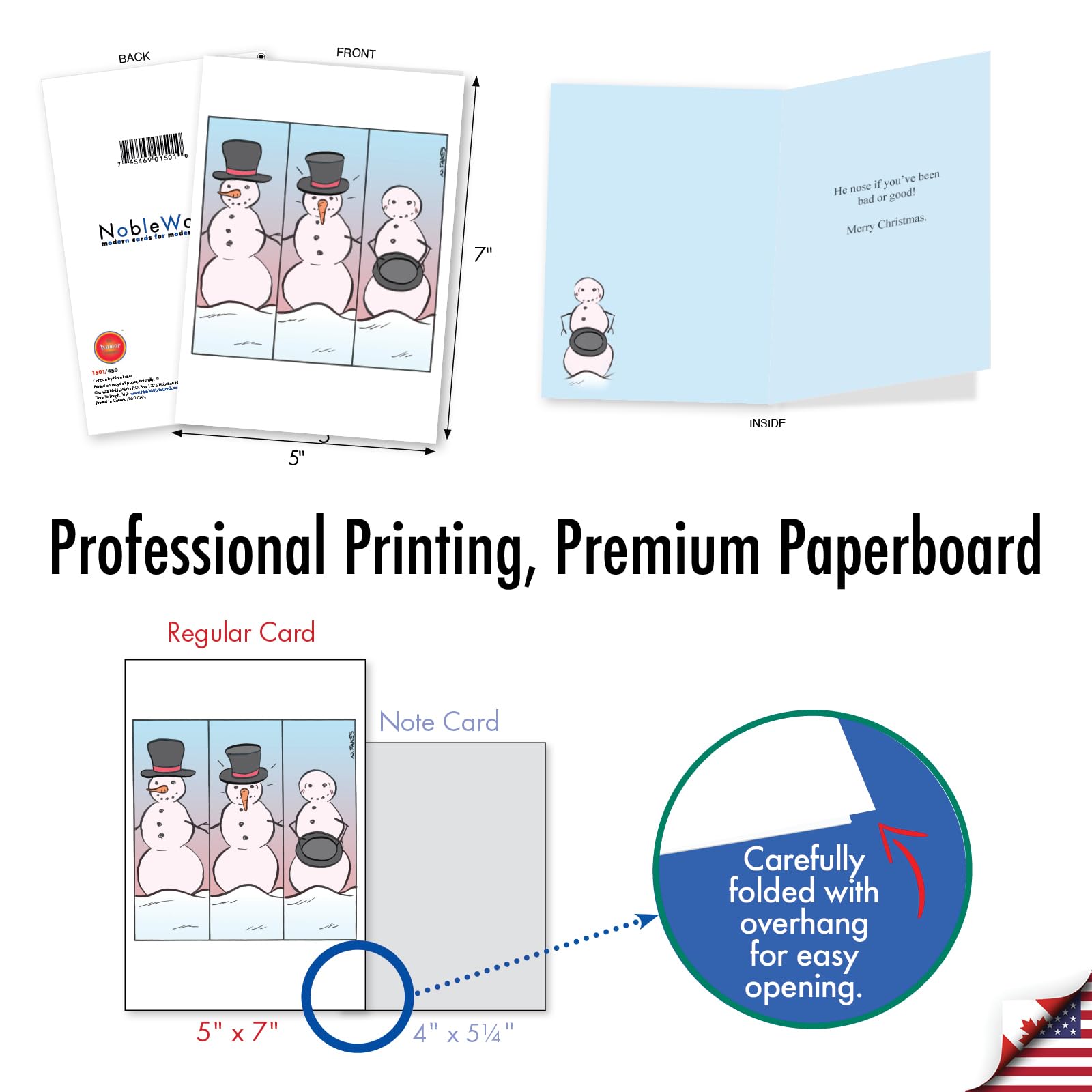 NobleWorks Funny Christmas Cards Assorted Box - 10 Different Designs With Envelopes