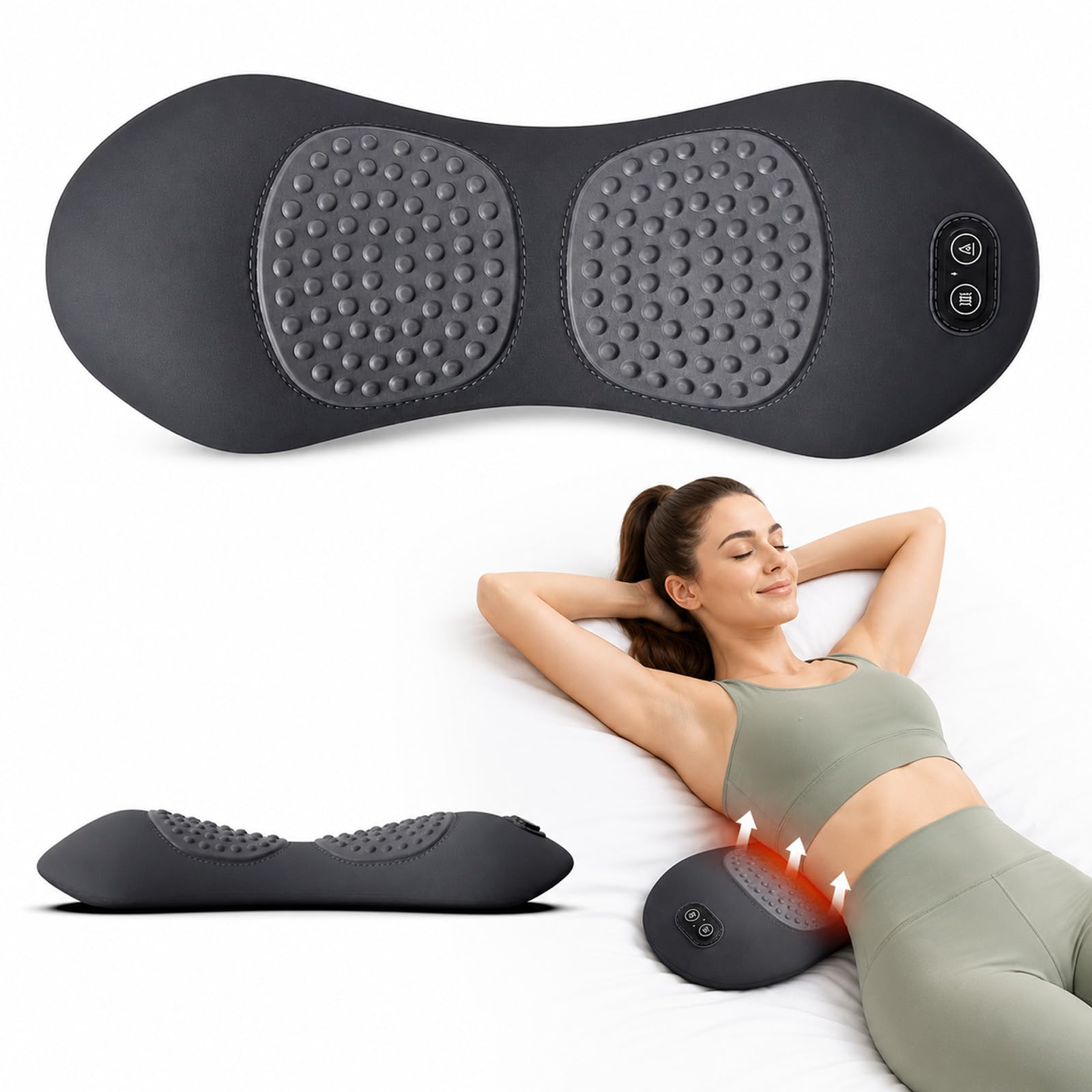 Curesleep - Triple Fusion Massagegerät, Curesleep Massage, Vibration, Beheizung, Aufpumpen Und Entleeren, Ergonomisches Design, Memory-Schaumstoff (Grau)