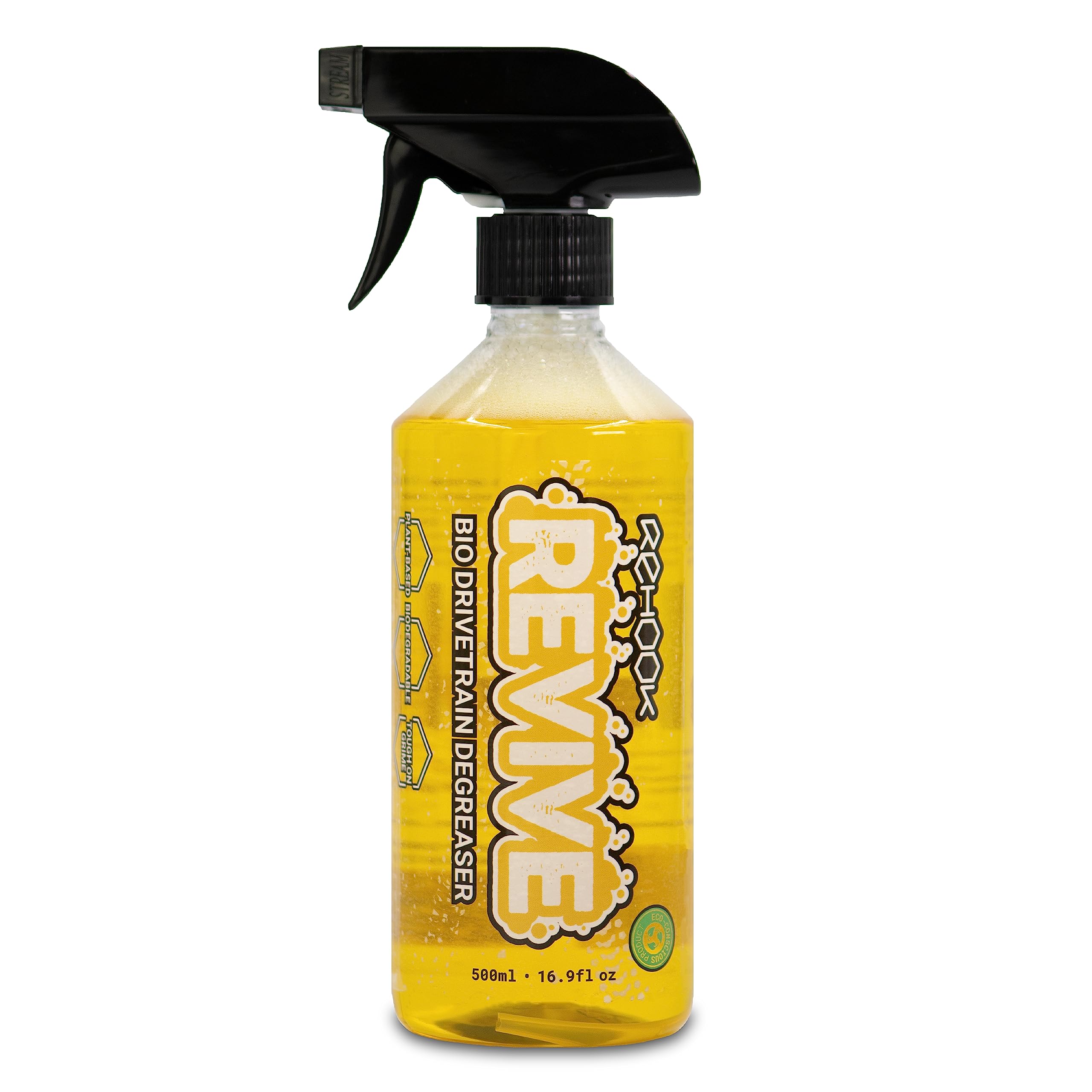 Rehook Revive Bio Drivetrain Degreaser 500ml - Plant-Based, Biodegradable, Effective Bicycle Cleaner Chain Cleaning Spray - Safe on All Surfaces, Suitable for All Bike Types