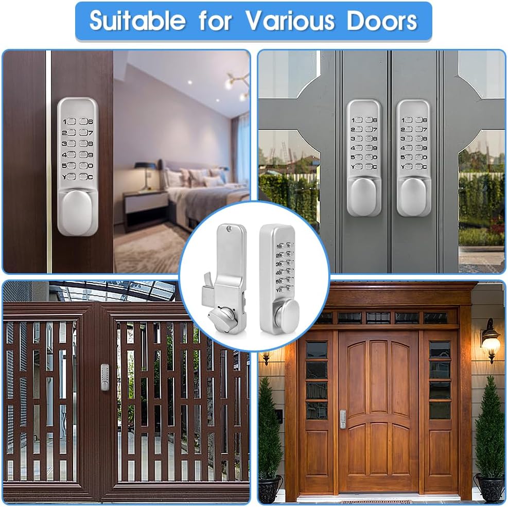 Mechanical Combination Lock, Keyless Entry Door Lock 1‑11 Digits Code Keypad Deadbolt Sliding Door Passsword Security Combination Lock for Home Gate Kitchen Office Balcony