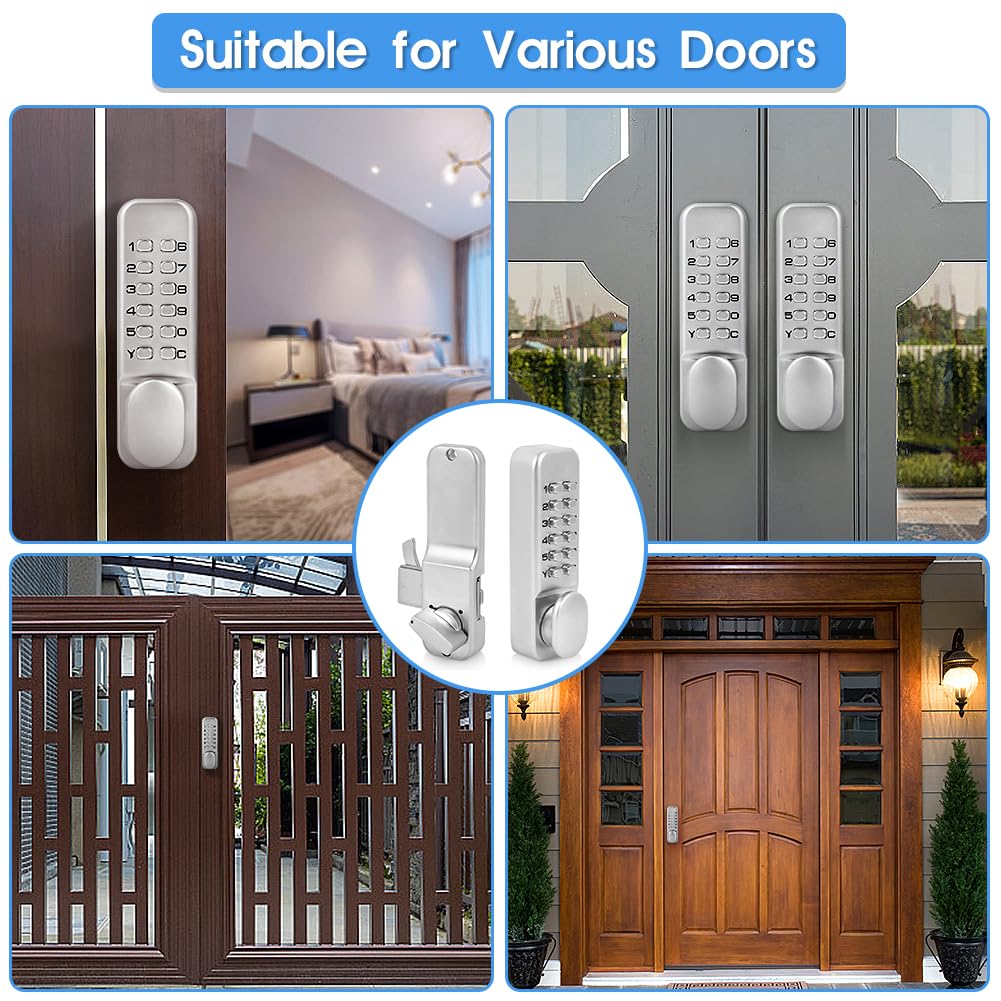 Mechanical Keyless Entry Door Lock - 1-11 Digit Combination Code For Interior Doors