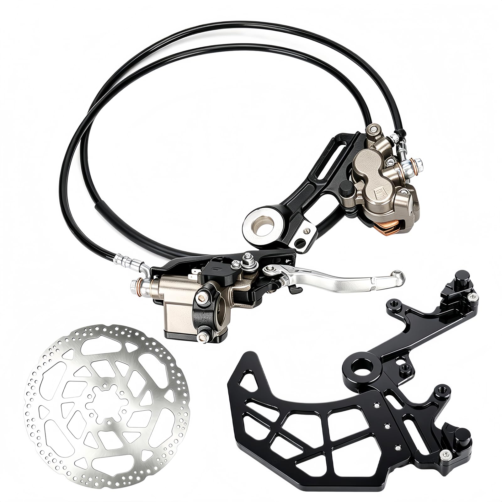 Photo 1 of Ultra Bee Rear Brake Conversion Kit Fits for Surron Light Bee X/S, Segway X160/X260 and E-Ride Pro SS 2.0, 240mm Rear Brake Rotor and Caliper Bracket,Prebled,Electric Dirt Bike Brake Upgrade