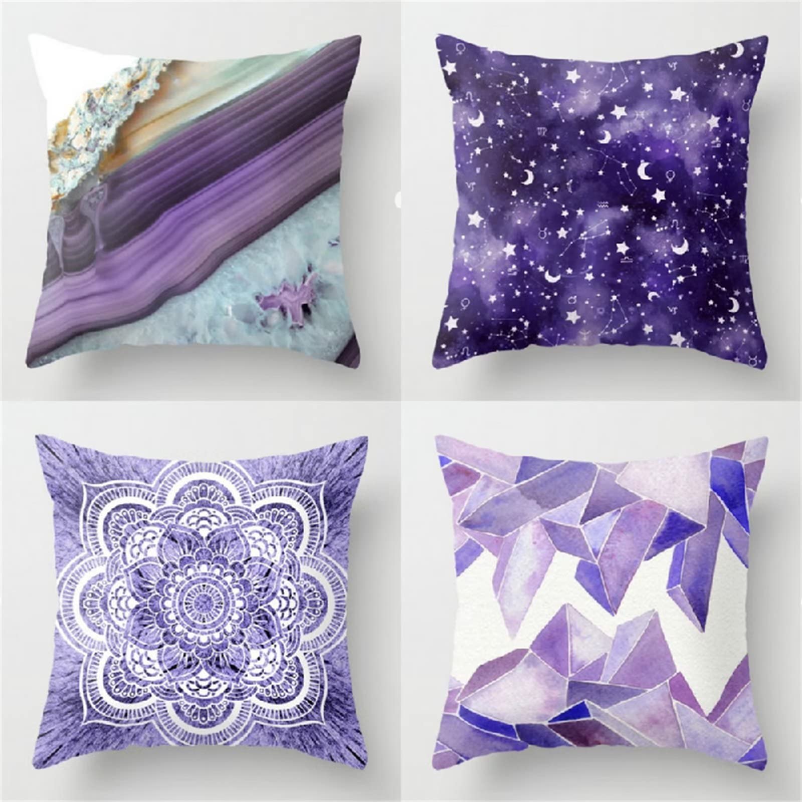 Cojines 60x60cm Vintage púrpura Cojines Decorativos para Sofa Moderna Decorativa Cojín Juego de 4 para Decoración Hogar Soft Almohadas cuadradas Funda de Cojín D-1692