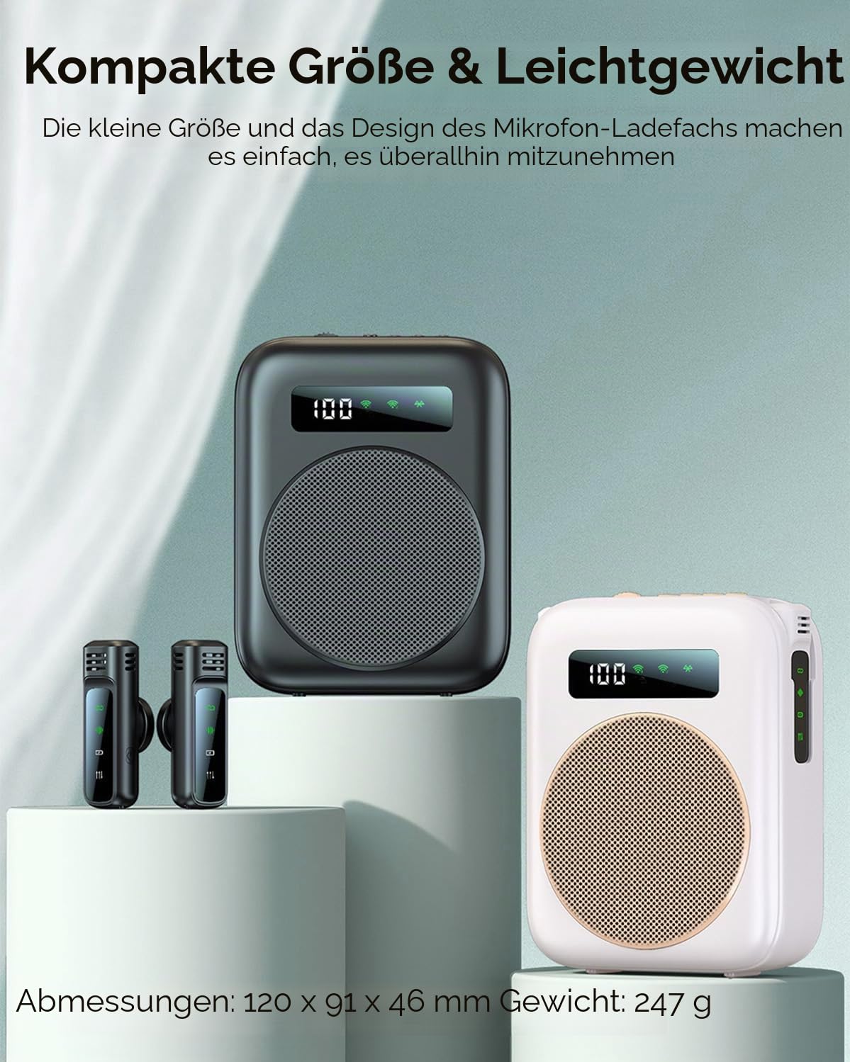 Sprachverstärker Tragbar, sprachverstärker mit mikrofon lavalier,wiederaufladbarer tragbarer sprachverstärker für Lehrer, klassenzimmer, Meetings, Tour, leistungsverstärker (Beige)