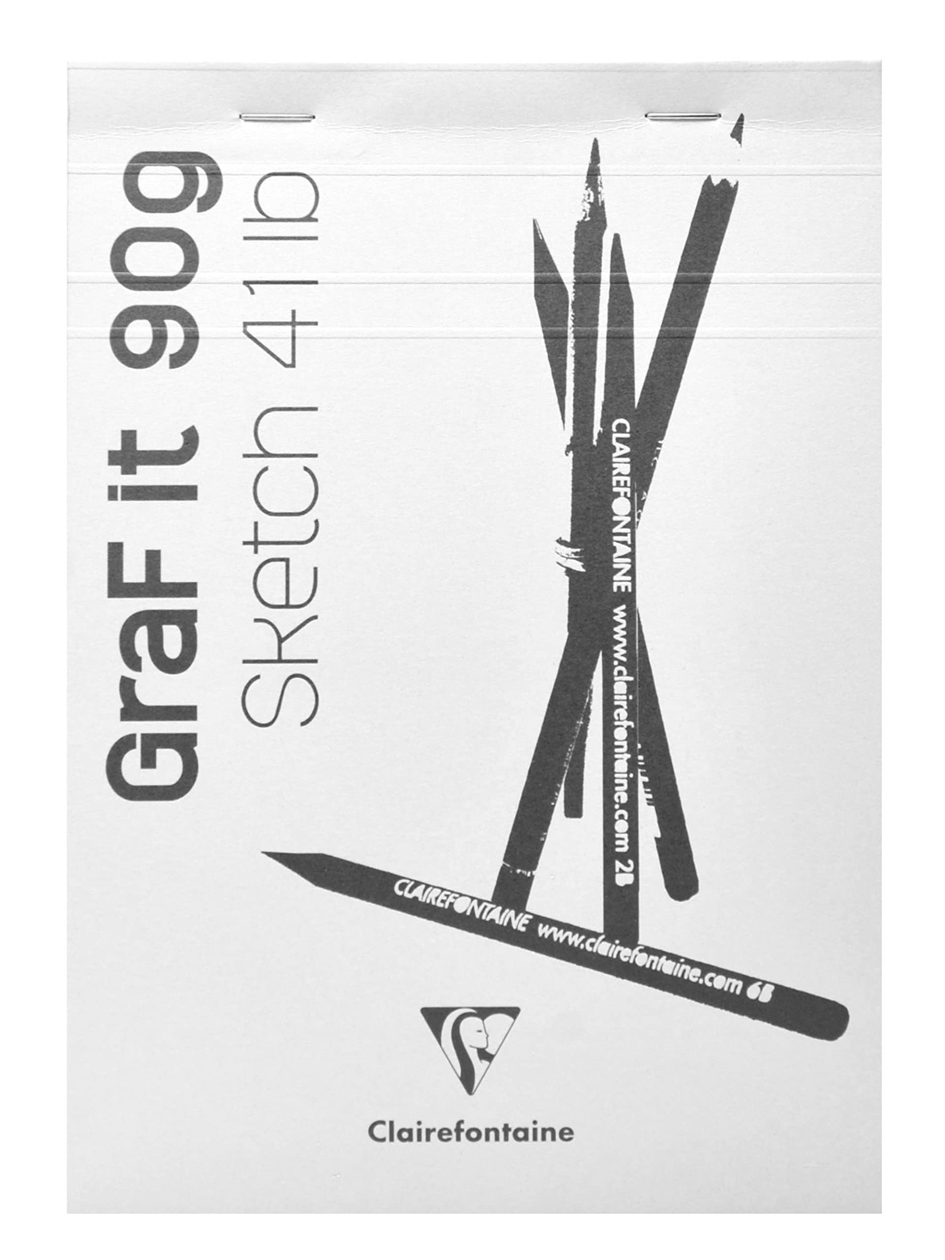 Clairefontaine 96667C Bloc Agrafé GraF'it - 80 Feuilles Papier Dessin Croquis Uni - Feuilles Détachables - A6 10,5x14,8 cm 90g - Couverture Blanche - Paquet de 5 blocs