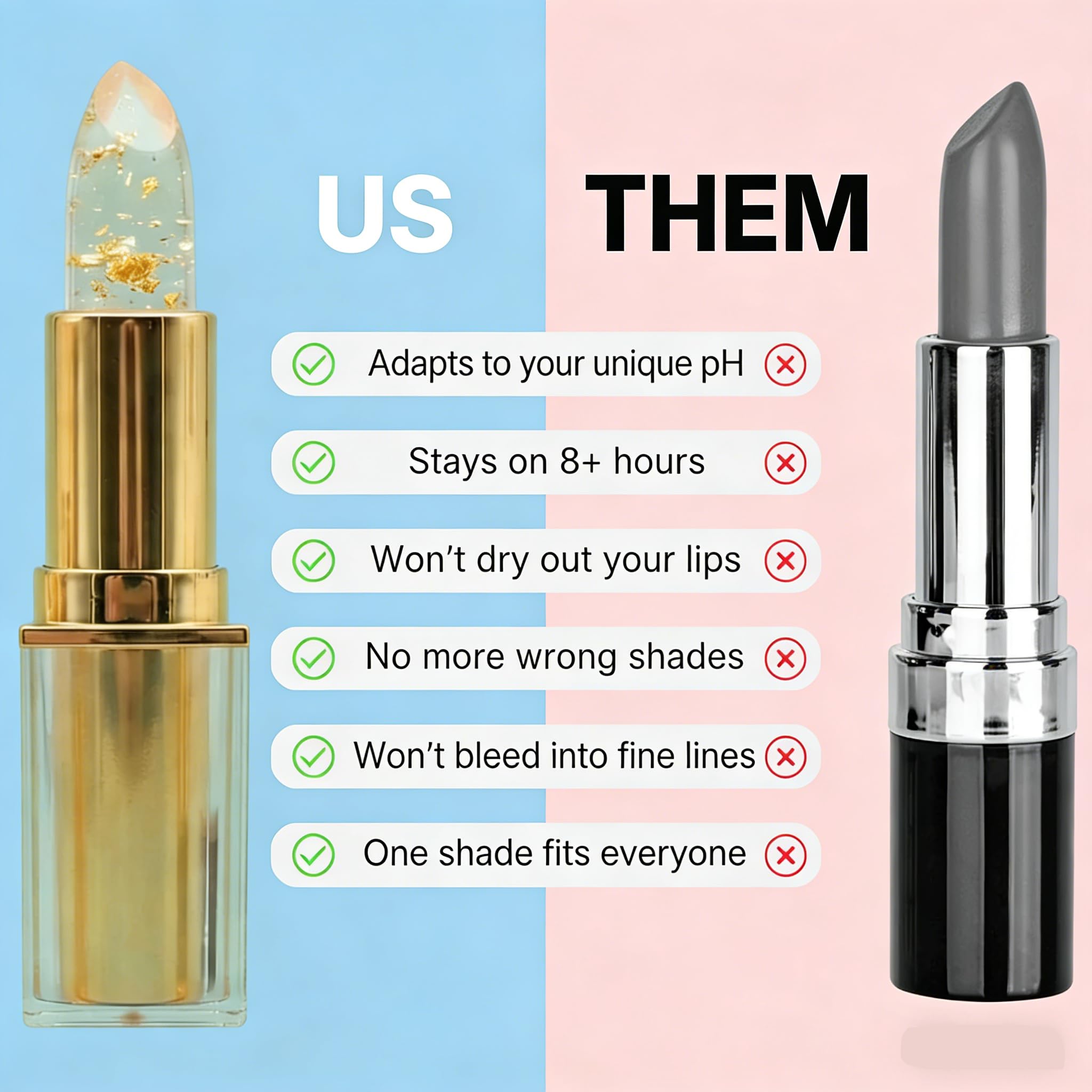 Lipstick, PH Adjusting Lipstick for Mature Women, Transferproof Clear Lip Gloss, Long-Lasting 8+ Hours Hydration Lip-stick Without Stripping, Suitable for All Skin Tones (1PC) - 3