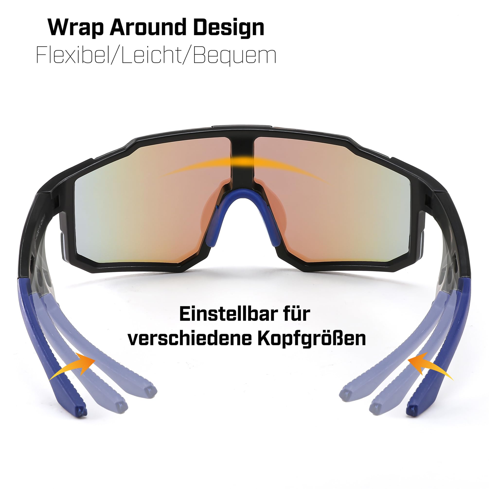 FEISEDY Sport Sonnenbrille Herren Damen Fahrradbrille Radbrille Verspiegelt Sportbrille für MTB Rennrad Radfahren Biking Laufen Enduro mit UV400 Schutz B2388