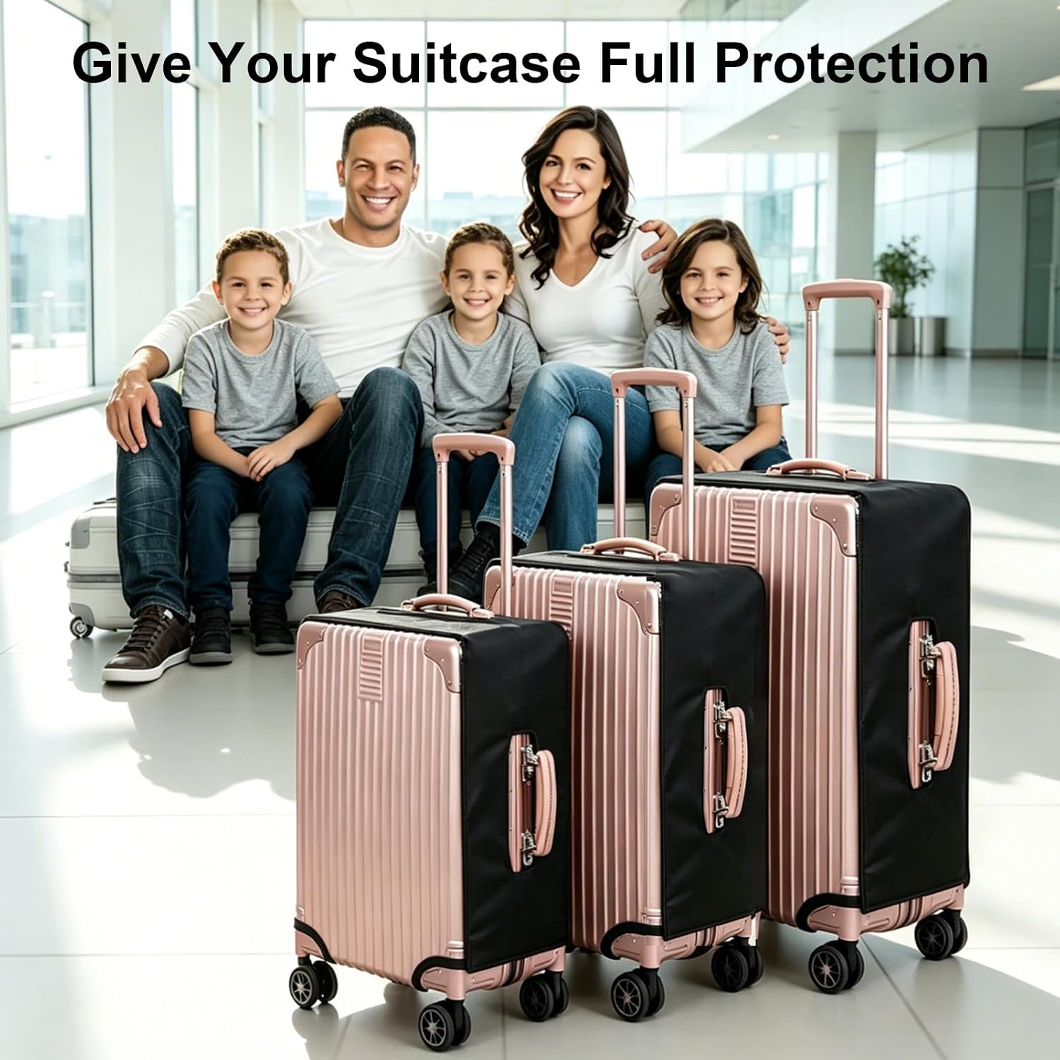 3 PCS PVC Luggage Cover Protectors 20" 24" 28"(Clear and Black)
