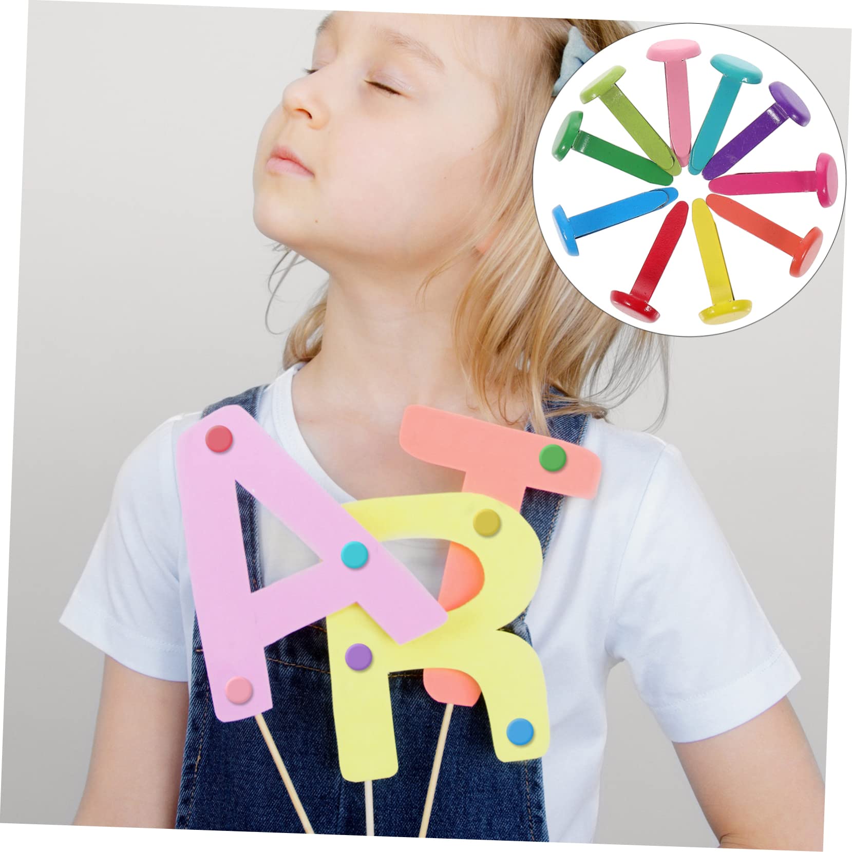 Gogogmee 6 Packs of 2-Foot Nails Paper Brads Craft Brads Mini for DIY Art Silver Color