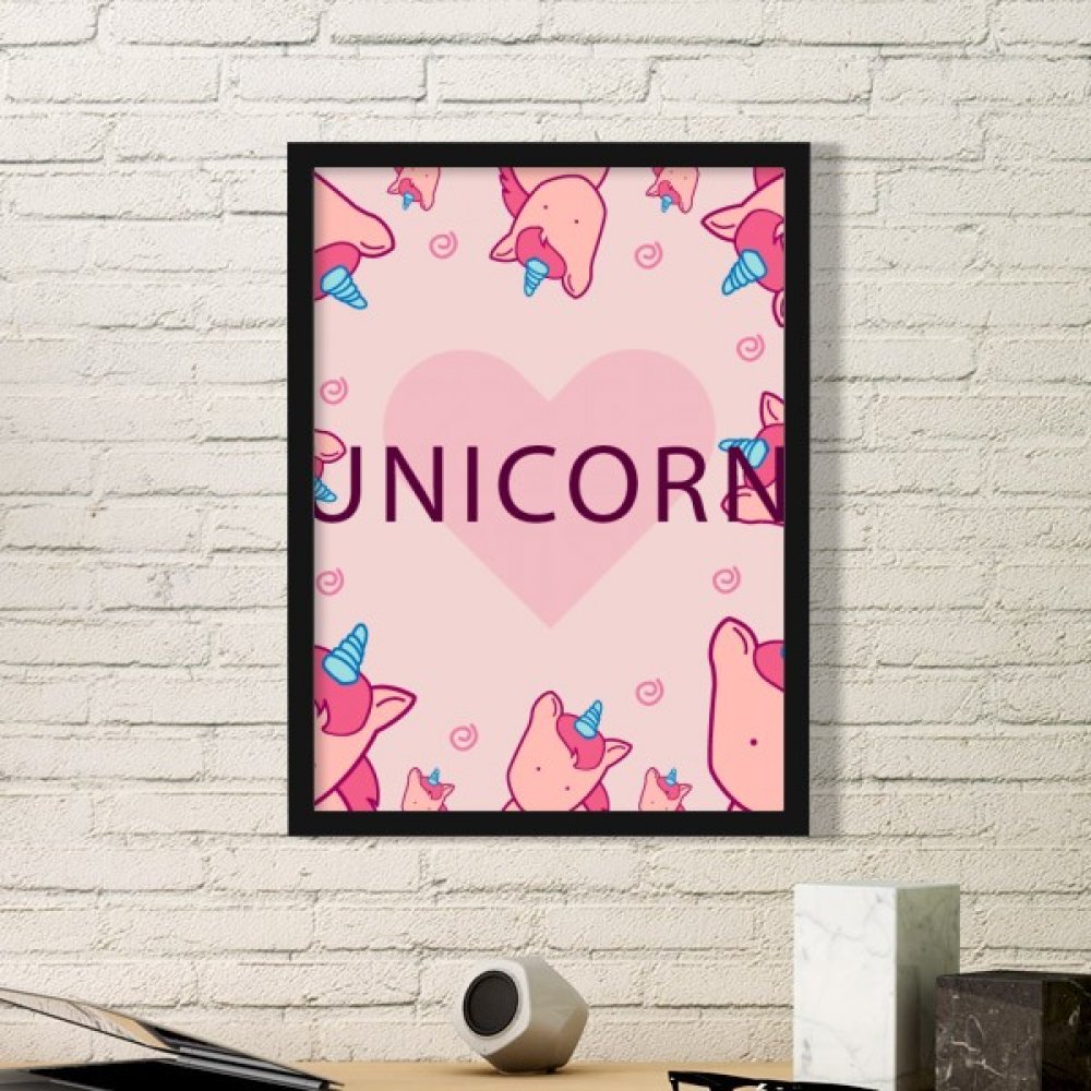Cadre photo bois rose licorne peinture artistique rectangulaire pour cadeau