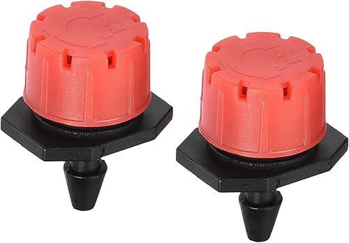 Miniatura 1 de M METERXITY Paquete de 100 rociadores de riego  Gotero de emisor ajustable de 360 grados con 8 agujeros para aplicar al sistema de riego 0945in rojo