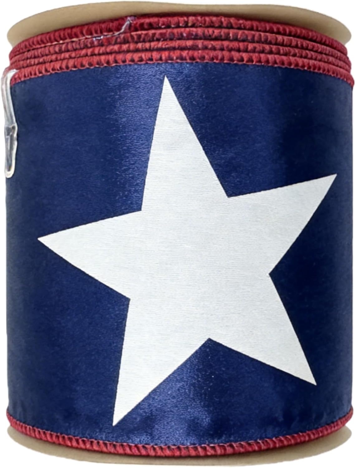 Meseey 10 Yards 4 Inch Patriotic Double Sided Wired Ribbon - Navy Star & White Red Glitter Stripe Fourth of July Memorial Day Decorative Ribbon for Wreaths, Bows, Crafts, Gift Wrapping