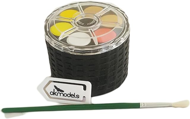 KOH-I-Noor 017150700000 48 Round Water Colour Paint with KOH-I-Noor Brush no 6 Paper Clip ok models