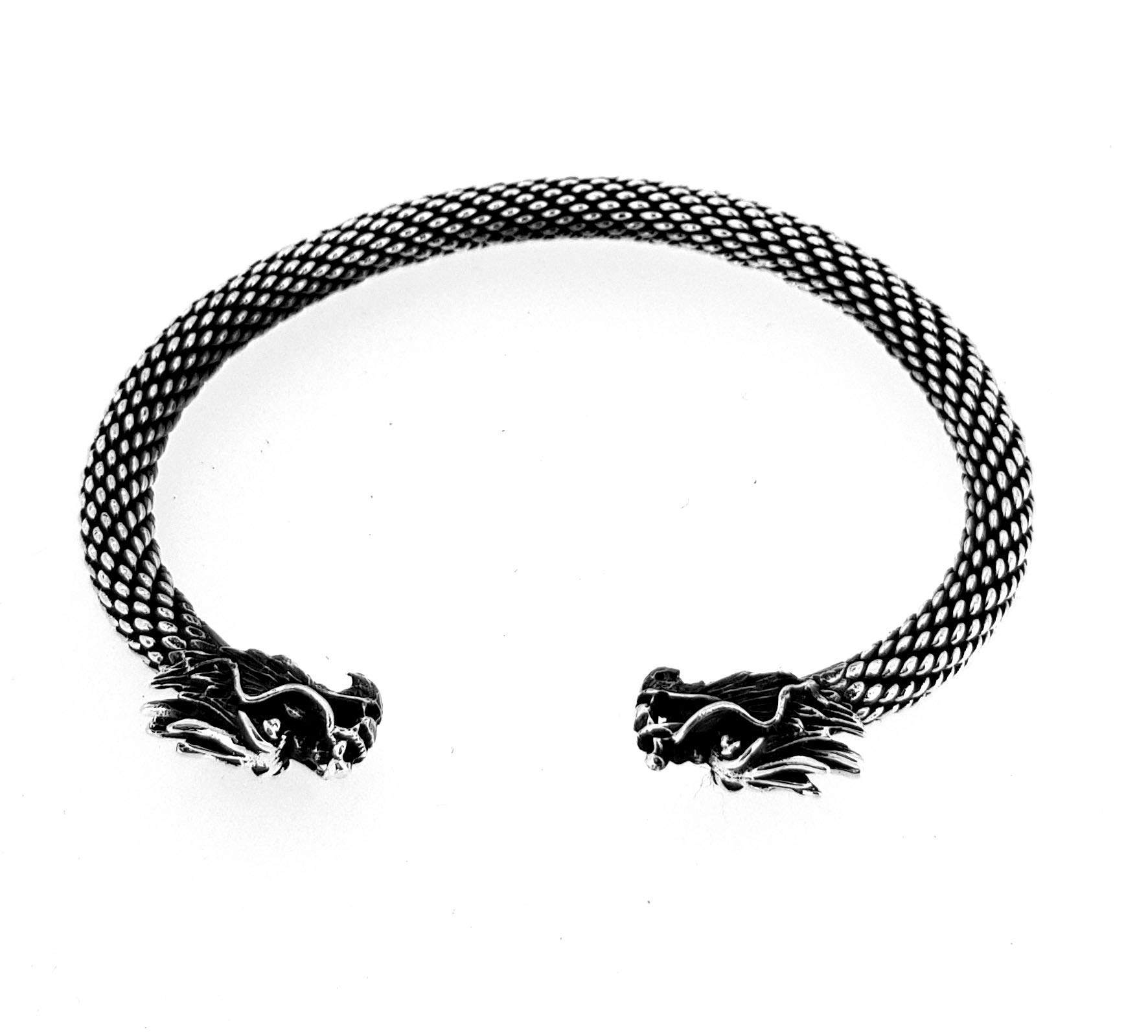Treasure Bay Brazalete de plata de ley 925 para hombre, detalles de cabeza de dragón, brazalete de plata para hombre