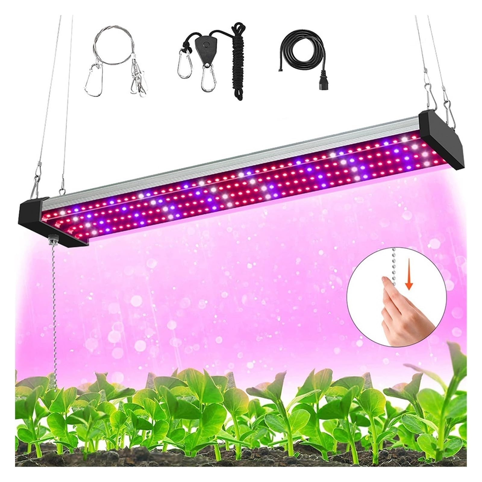 Lámpara de Planta, Luz LED conectable for cultivo de plantas, lámpara de cultivo hidropónico de espectro completo con interruptor de cadena de tracción, Panel Fitolámpara de flores vegetales for inter