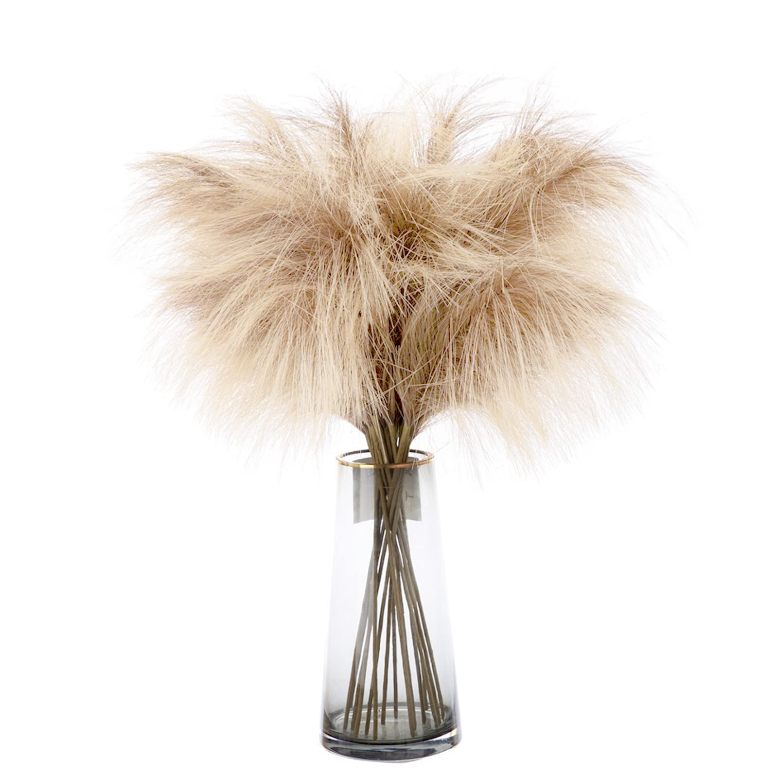 LKPOMI 6 Pcs Faux Pampas Grass Decor 75cm/30inch Artificial Pompous Grass Floral Fluffy Fake Plants Flower Arrangement for Floor Vase Filler Home Farmhouse Party Wedding Boho Decor(Beiges)