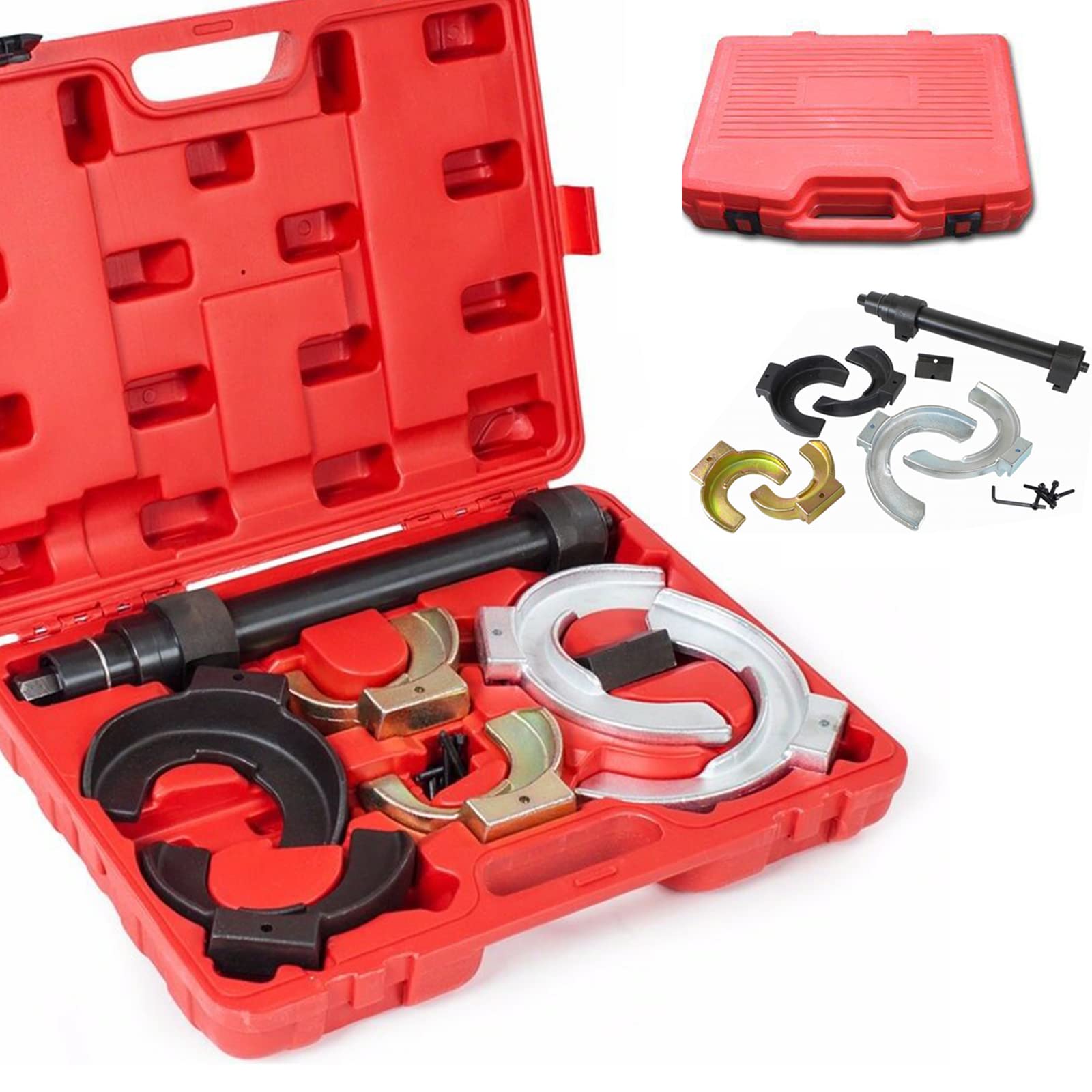 NAIZY Compresor de muelles universal Mc Pherson sistema de amortiguador de muelle para coche, herramienta con maletín rojo