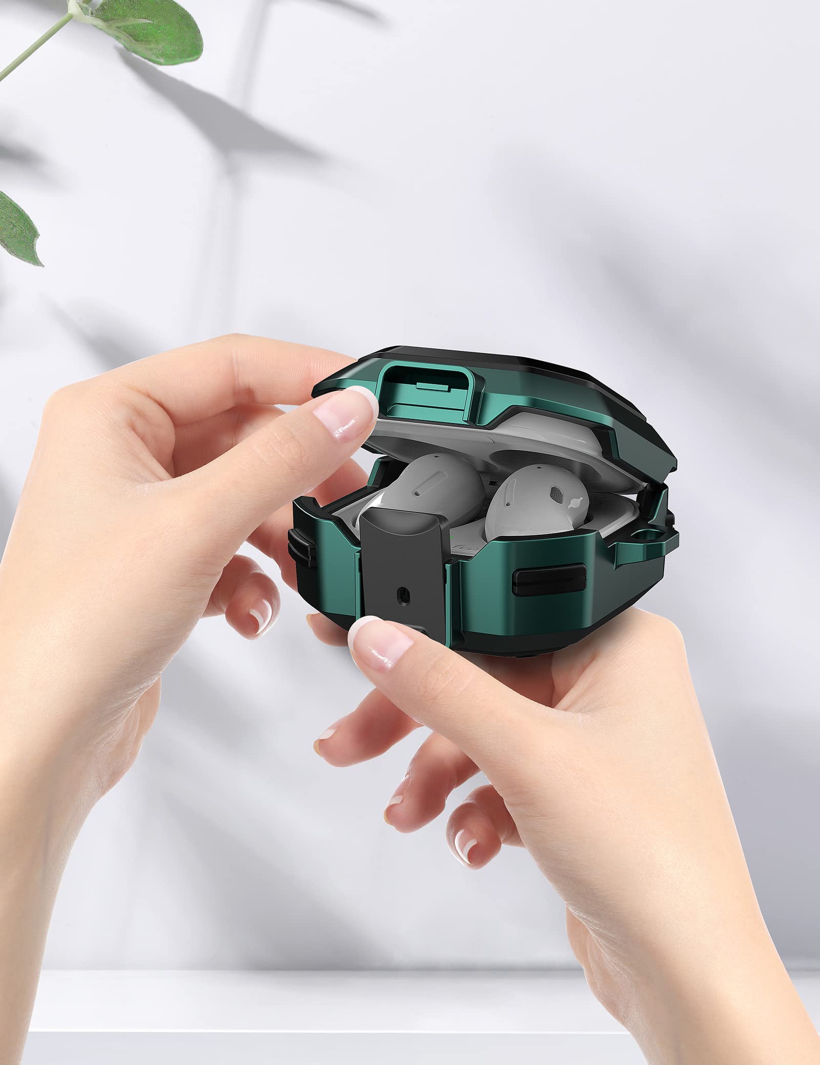 GOKEN Etui na słuchawki Samsung Galaxy Buds Live / Buds2 / Buds Pro / Buds2 Pro, trwały materiał TPU i PC z karabińczykiem zapewnia odporność na zarysowania i uderzenia oraz bezpieczną blokadę, czarne