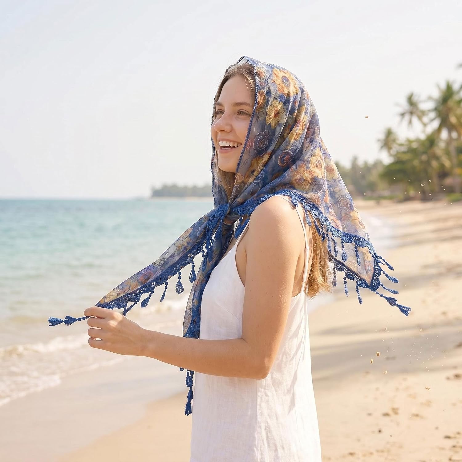 Lace Mantilla Catholic Veil Church Veil Chapel Head Covering Blue