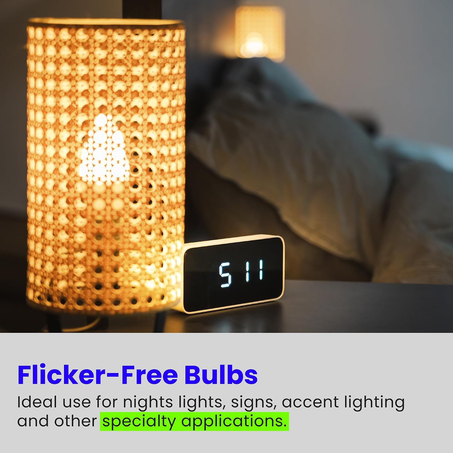 Feit Electric BP7C7/827/LED/4 0.6W 7W Equivalent 30 Lumen Candelabra Base Four LED C7 Night Light Bulb, 2.1" H x 0.9" D, 2700K (Soft White), 4 Piece