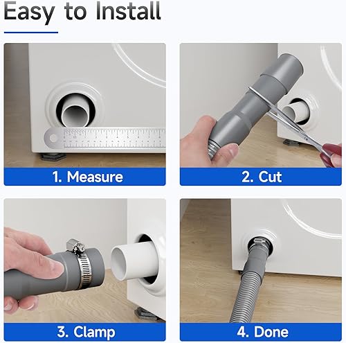 Miniatura 7 de JUWO Manguera de drenaje para lavadora de 6 pies, repuesto universal de manguera de descarga corrugada para Whirlpool, GE, Kenmore, abrazaderas y